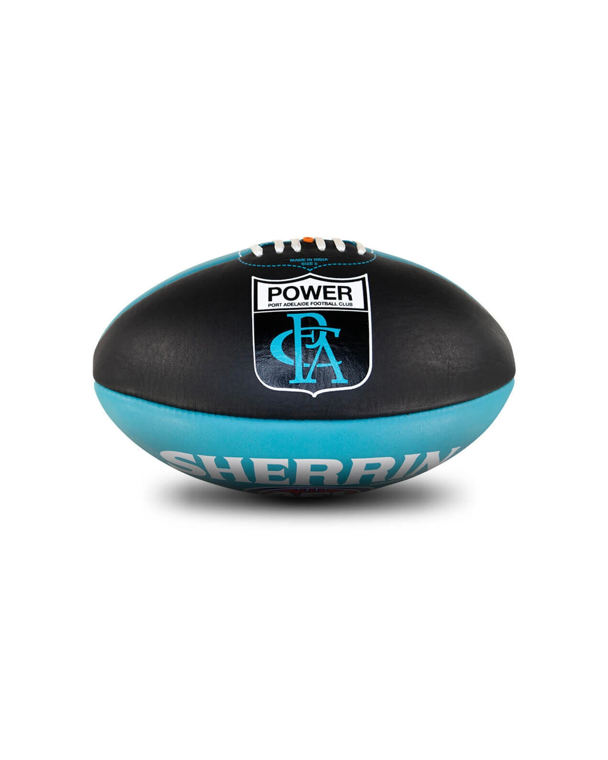 1 Sherrin AFL Team Leather Football Port Adelaide Power Size 5 Training Ball - Multi, 1 of 4