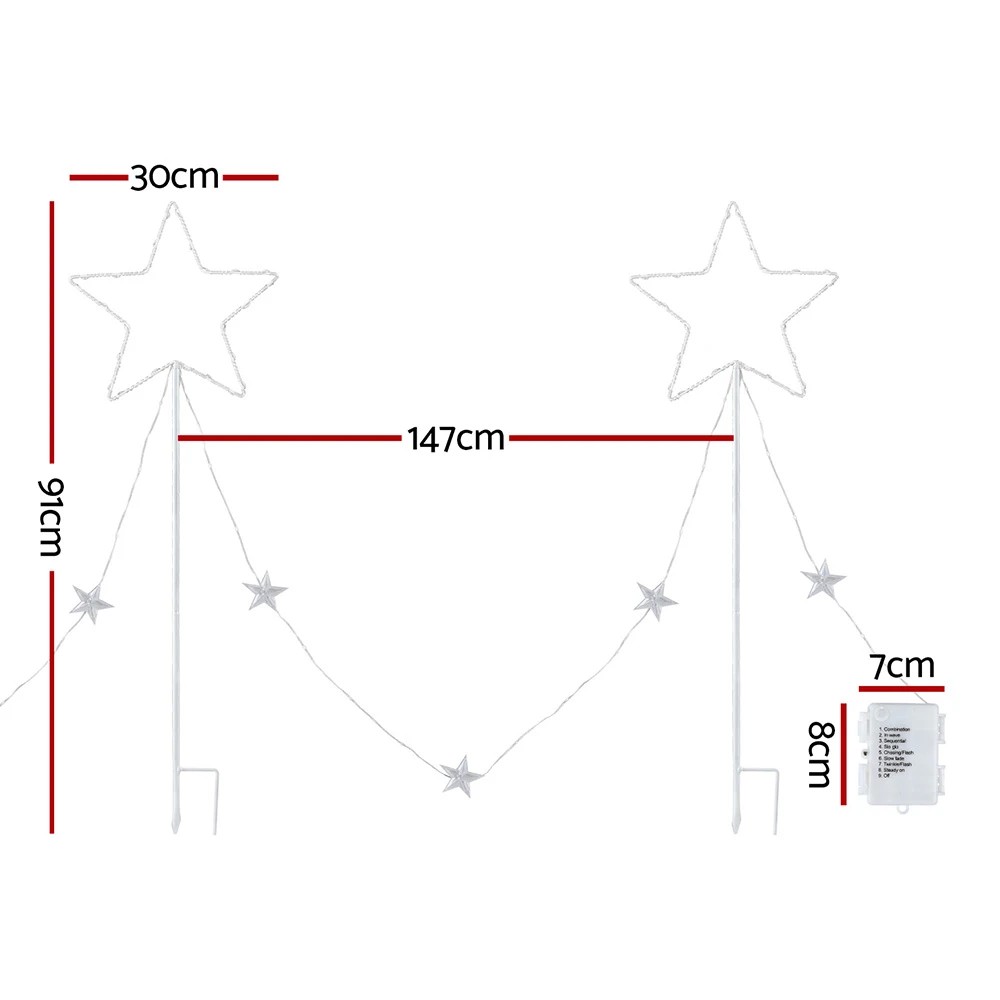 2 Jingle Jollys 4 PCS Christmas Lights Path Ground Light Garden Decorations 144 LED - White, 2 of 6