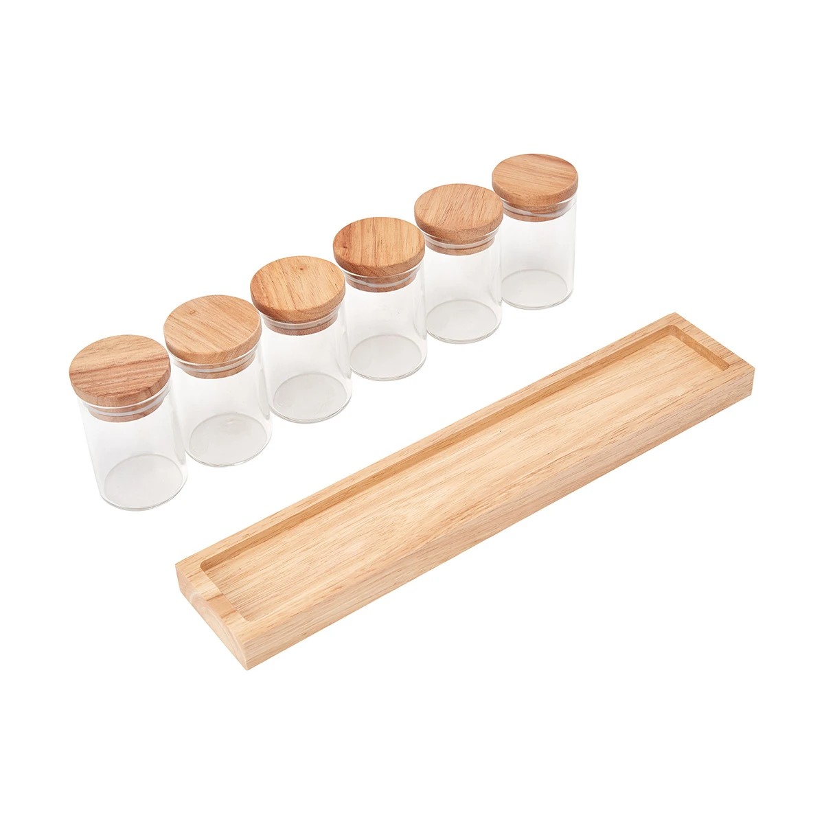 8 6 Pack Glass Jars with Wood Tray, 8 of 9