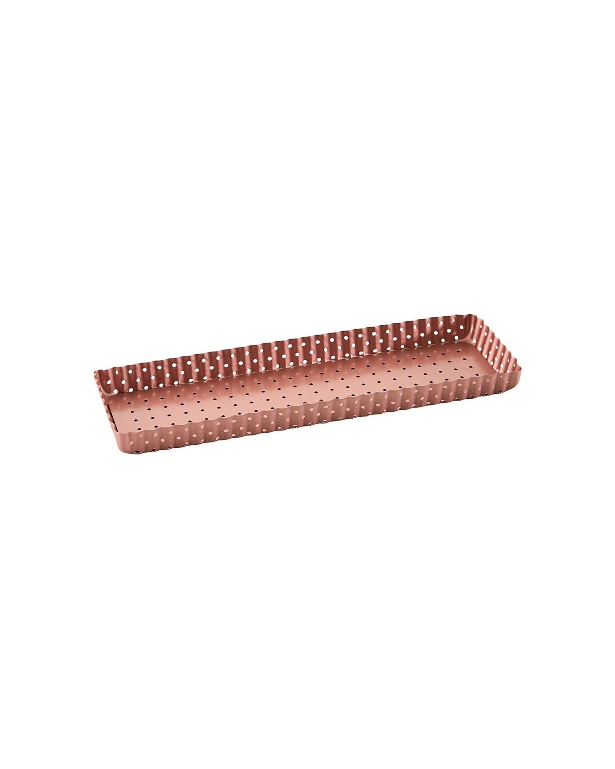 2 Wiltshire Non-Stick Perforated Rectangular Tart Pan 34.5x10.5cm - Gold, 2 of 3