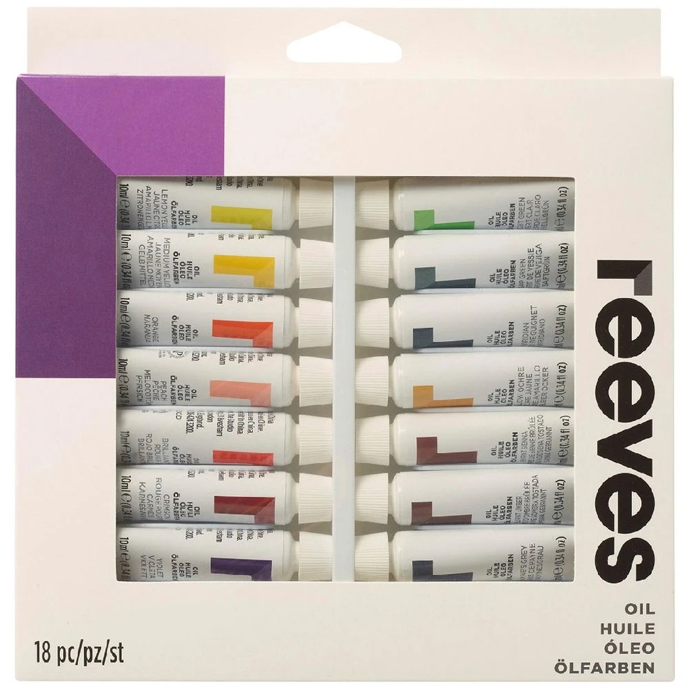 1 Reeves Oil Colour Paint Set 12mL 18 Pack, 1 of 4