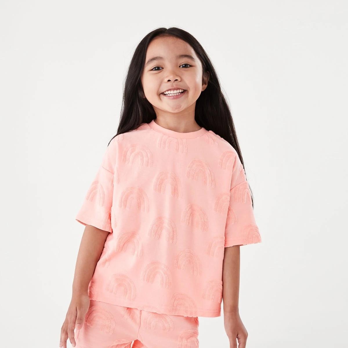 1 Short Sleeve Texture T-shirt Org Rnbw, 1 of 9