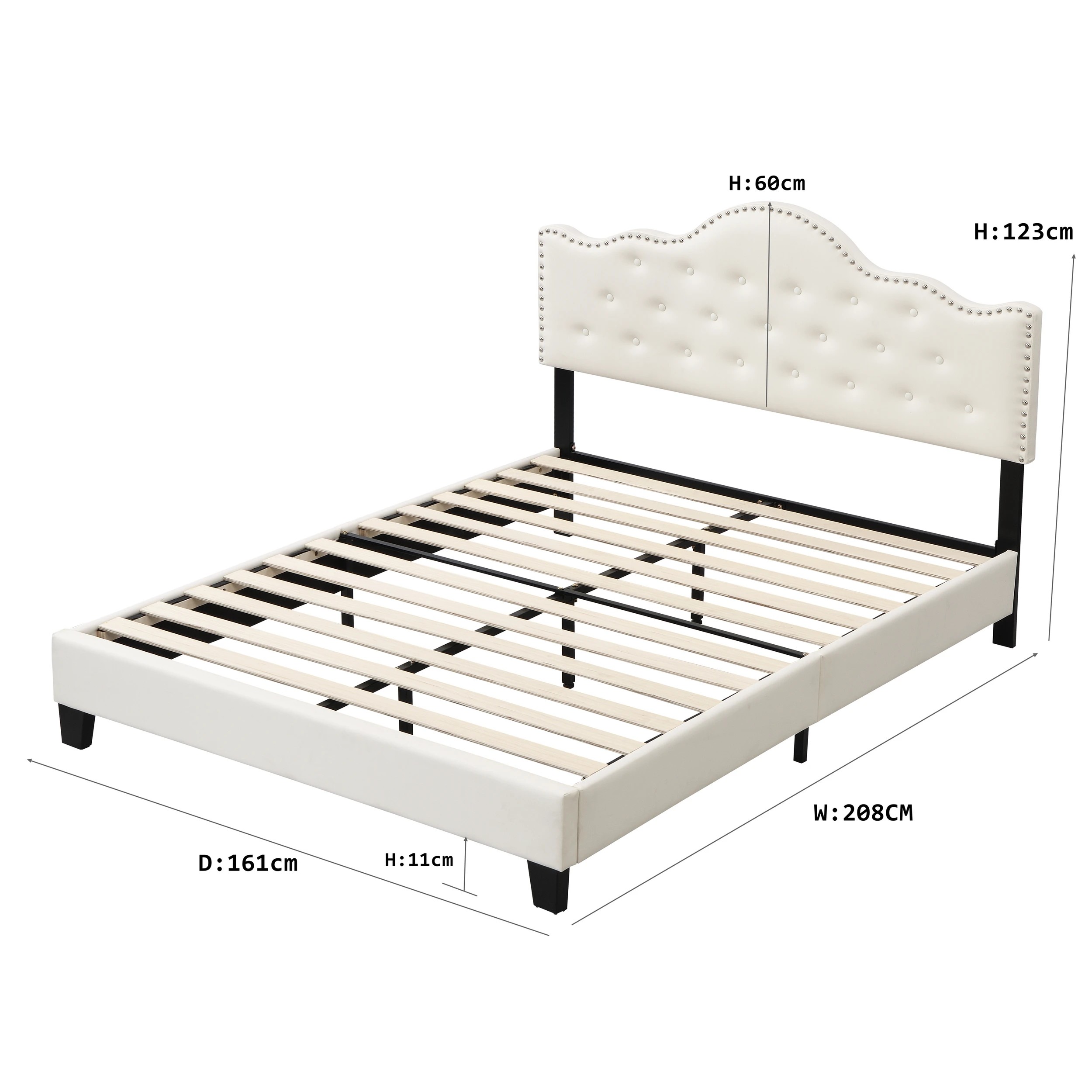 10 IHOMDEC BEF05 Button Tufted Queen Bed Frame - Beige - Beige, 10 of 10