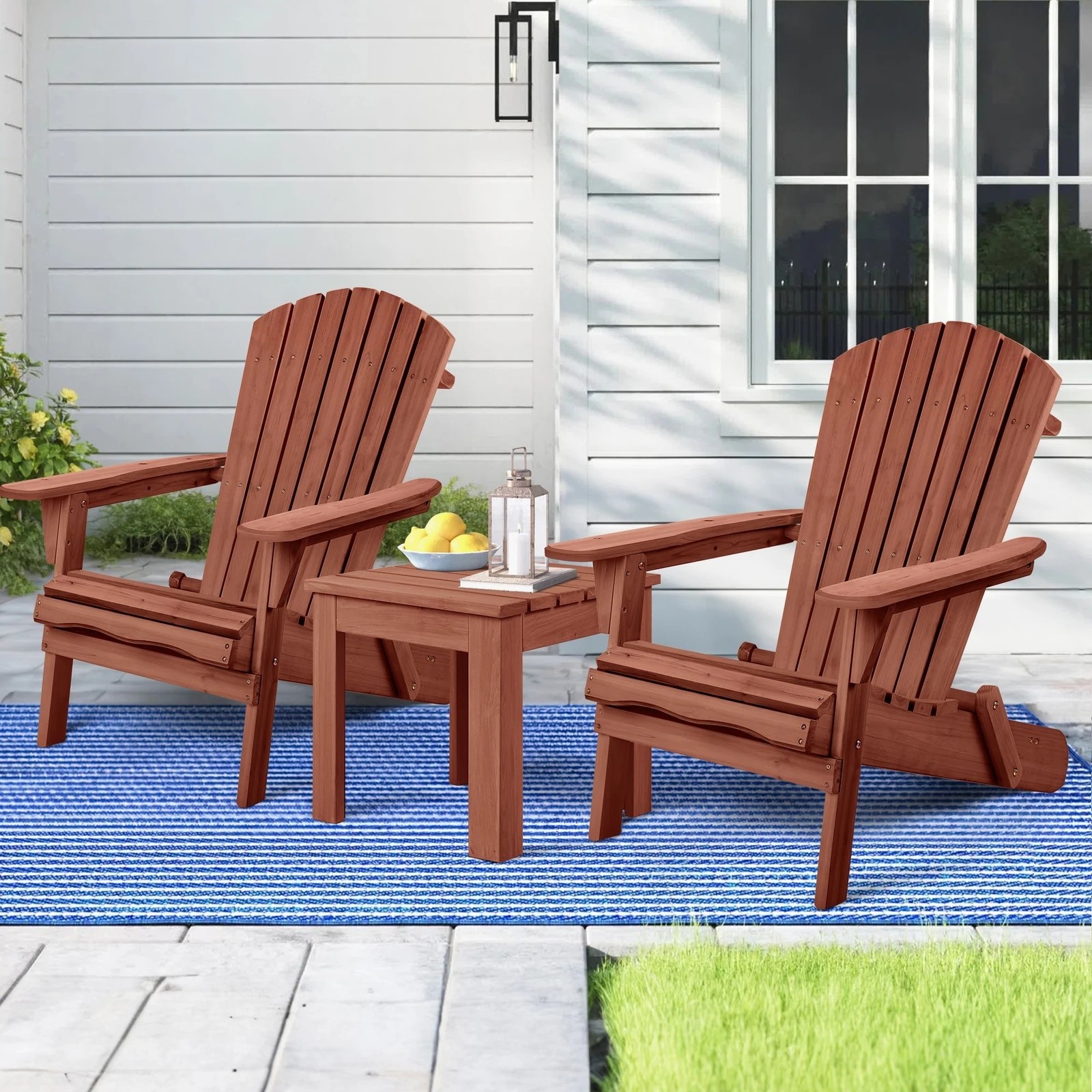 9 Alfordson Adirondack Chairs Table 3PCS Set Wooden Outdoor Furniture Beach - Brown, 9 of 10