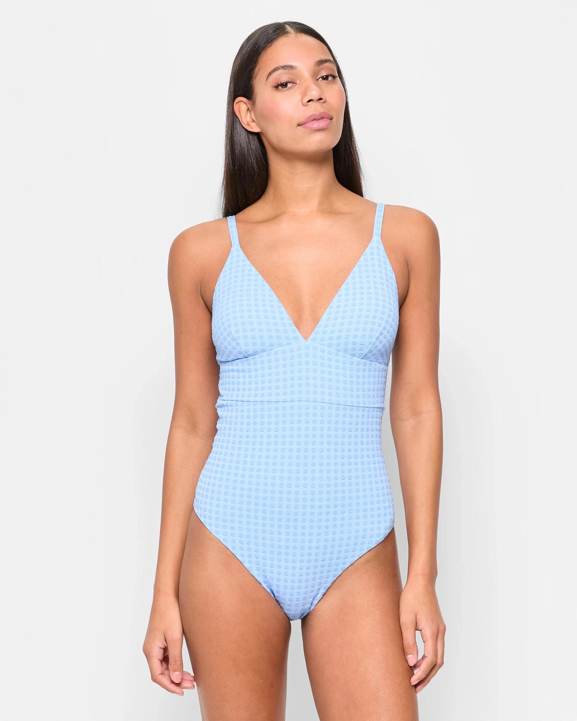 1 Target V-Front Textured One Piece Bathers - Shape Your Body PERIWINKLE SPOT, 1 of 9
