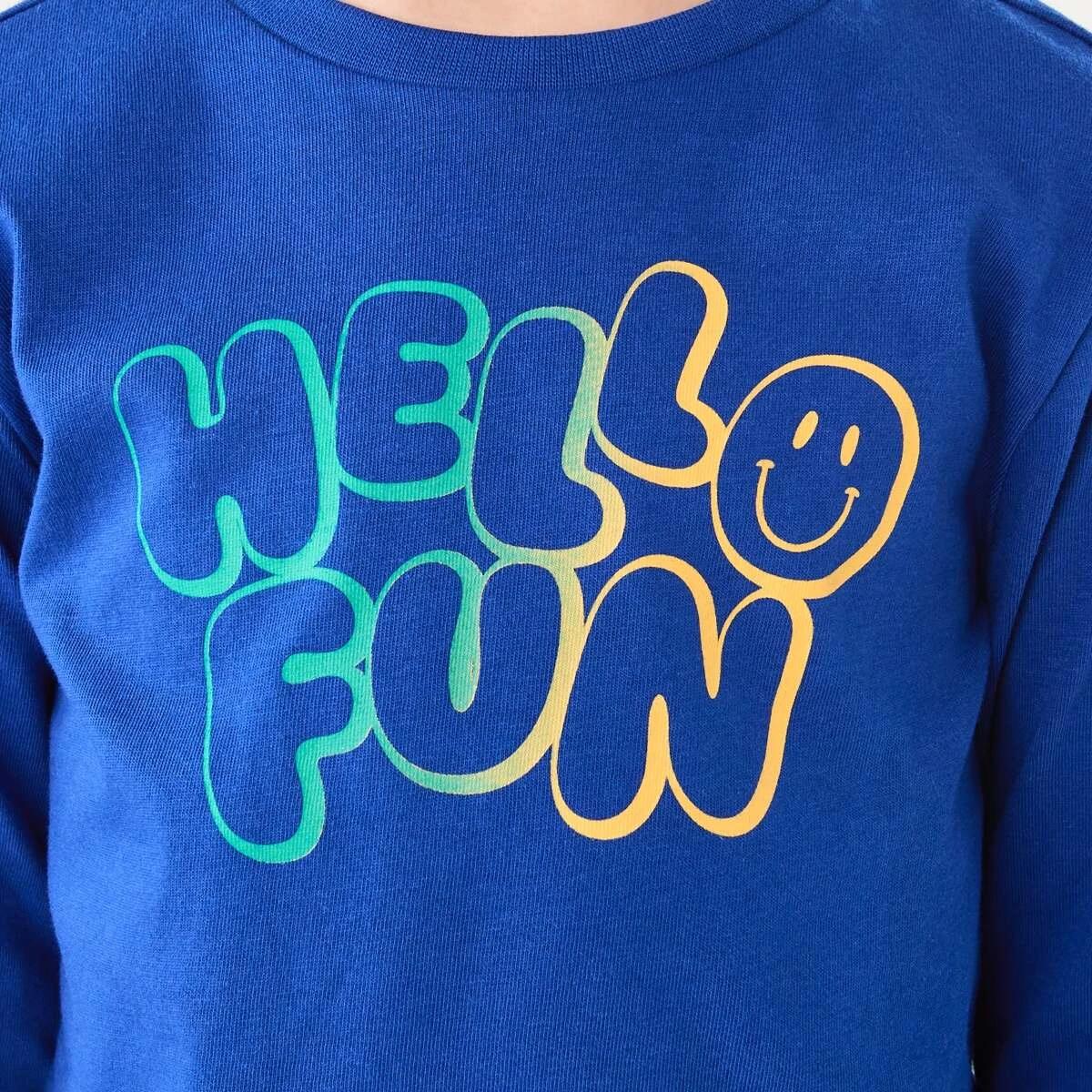 4 Long Sleeve Print T-shirt Blu Hlofun, 4 of 8