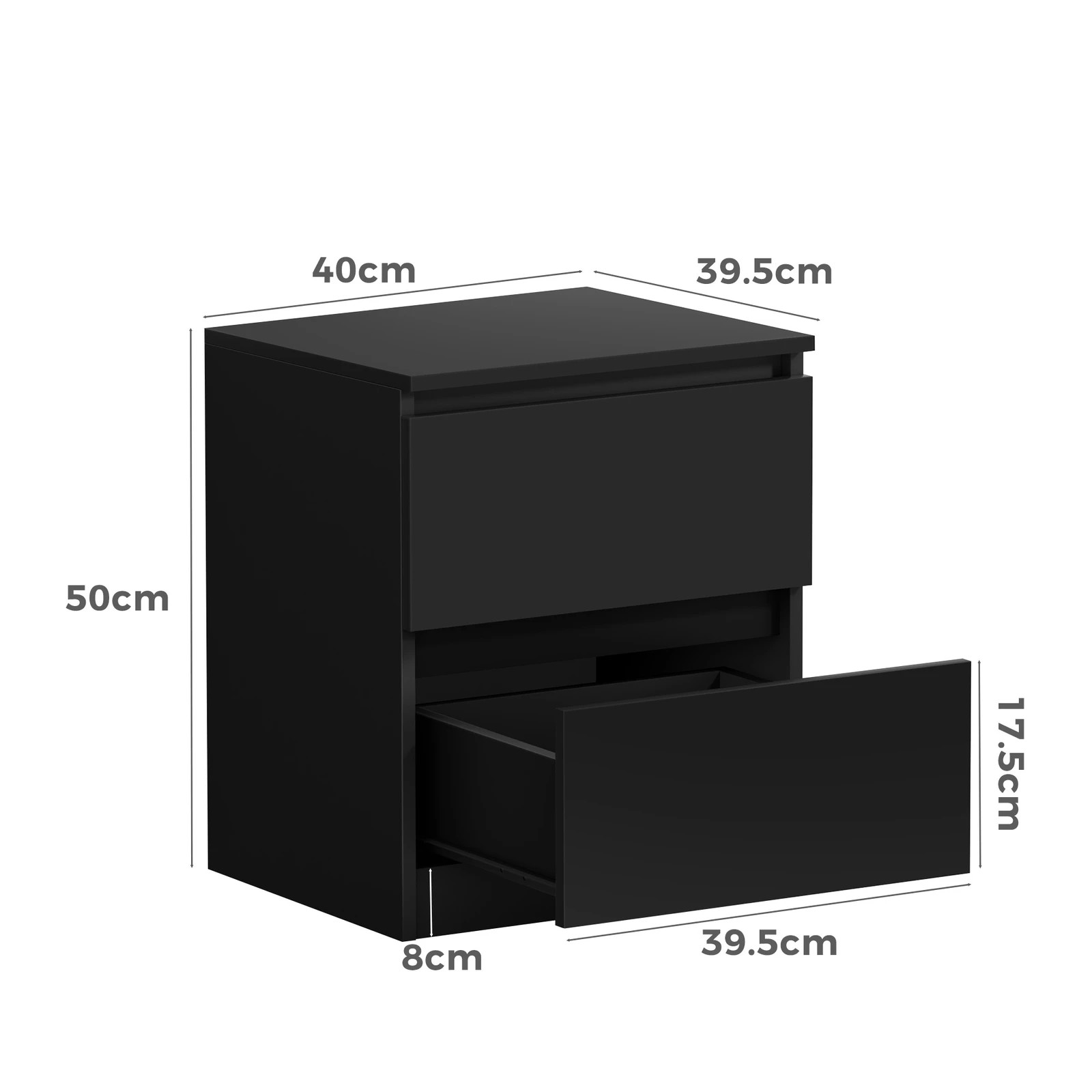 3 Alfordson 2x Bedside Table Nightstand Storage Cabinet Side End Table - Black, 3 of 10