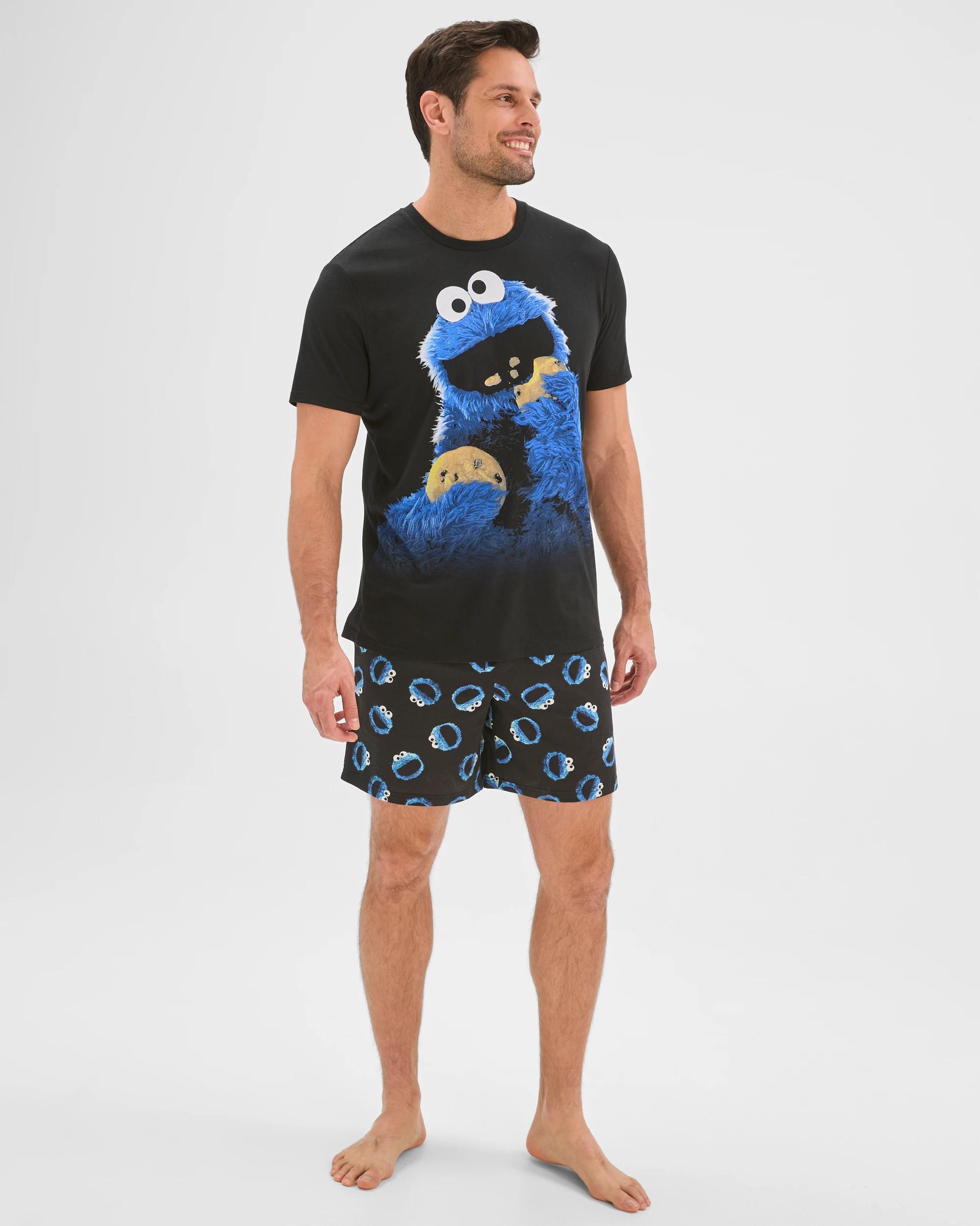 1 Sesame Street Top and Shorts Pyjama Set BLACK COOKIE MONSTER, 1 of 6