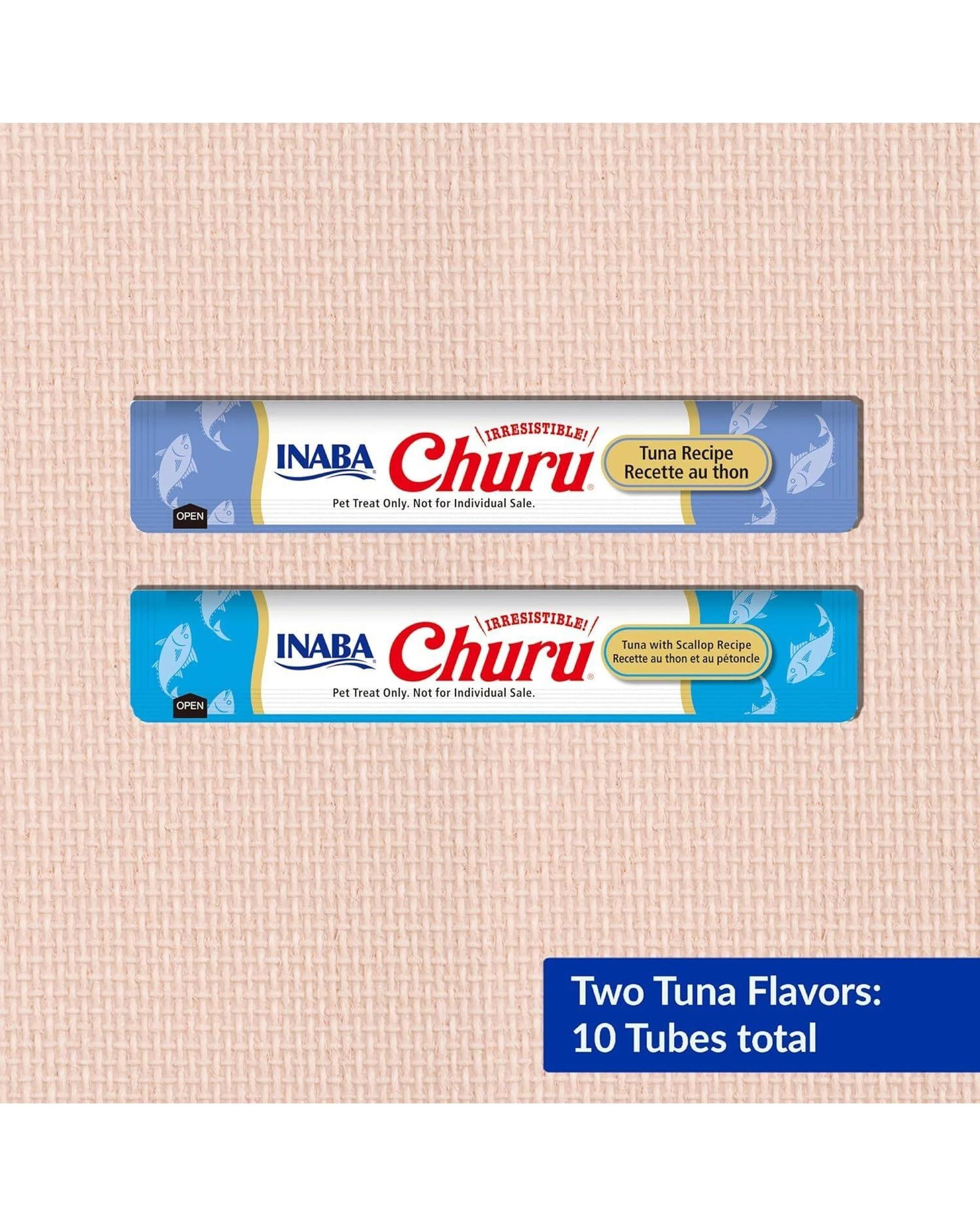 3 Inaba Churu Puree Lickable Cat Treat Tuna & Tuna with Scallop 10 x 0.5oz, 3 of 9