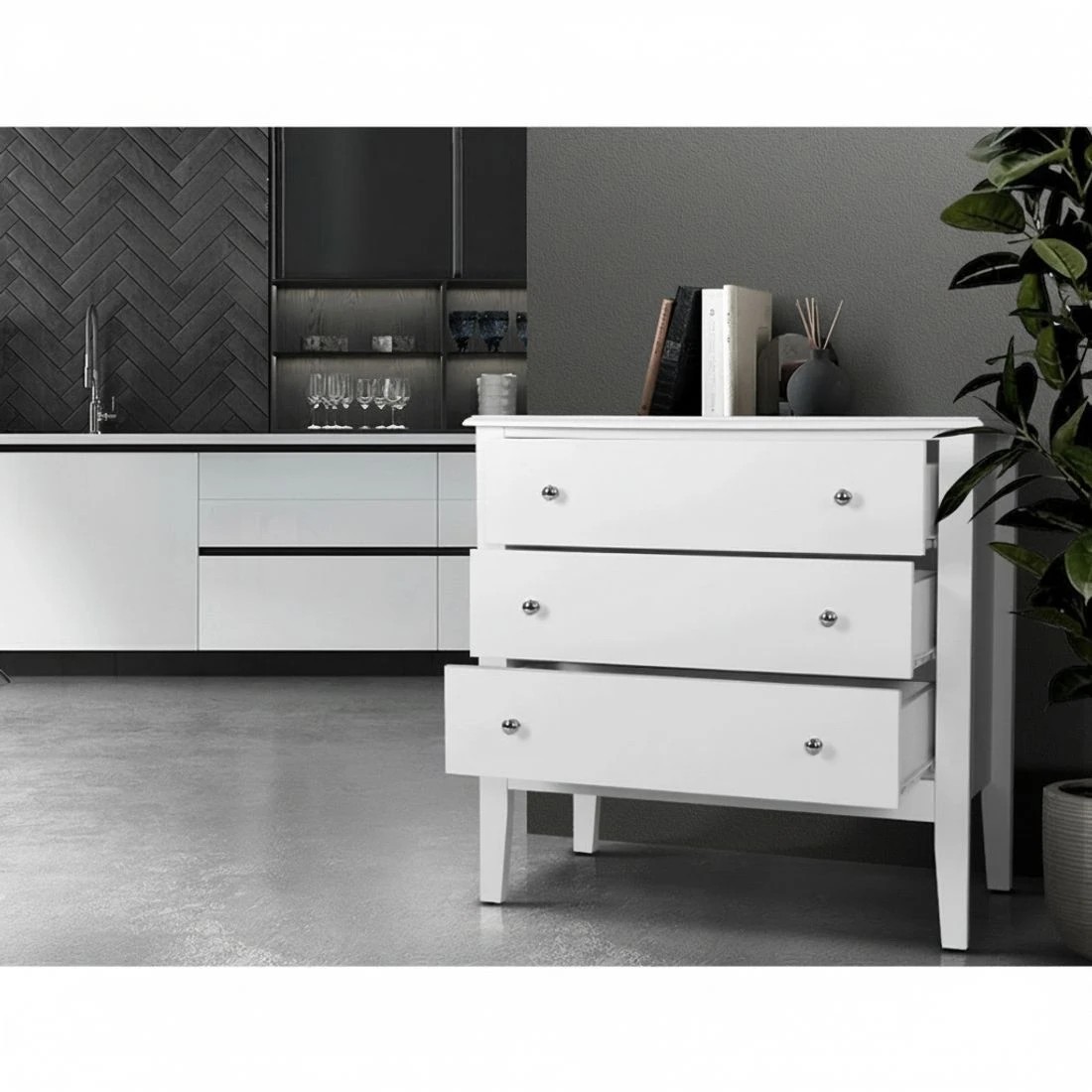 4 Artiss 3 Chest of Drawers  - BRITTANY - White, 4 of 5