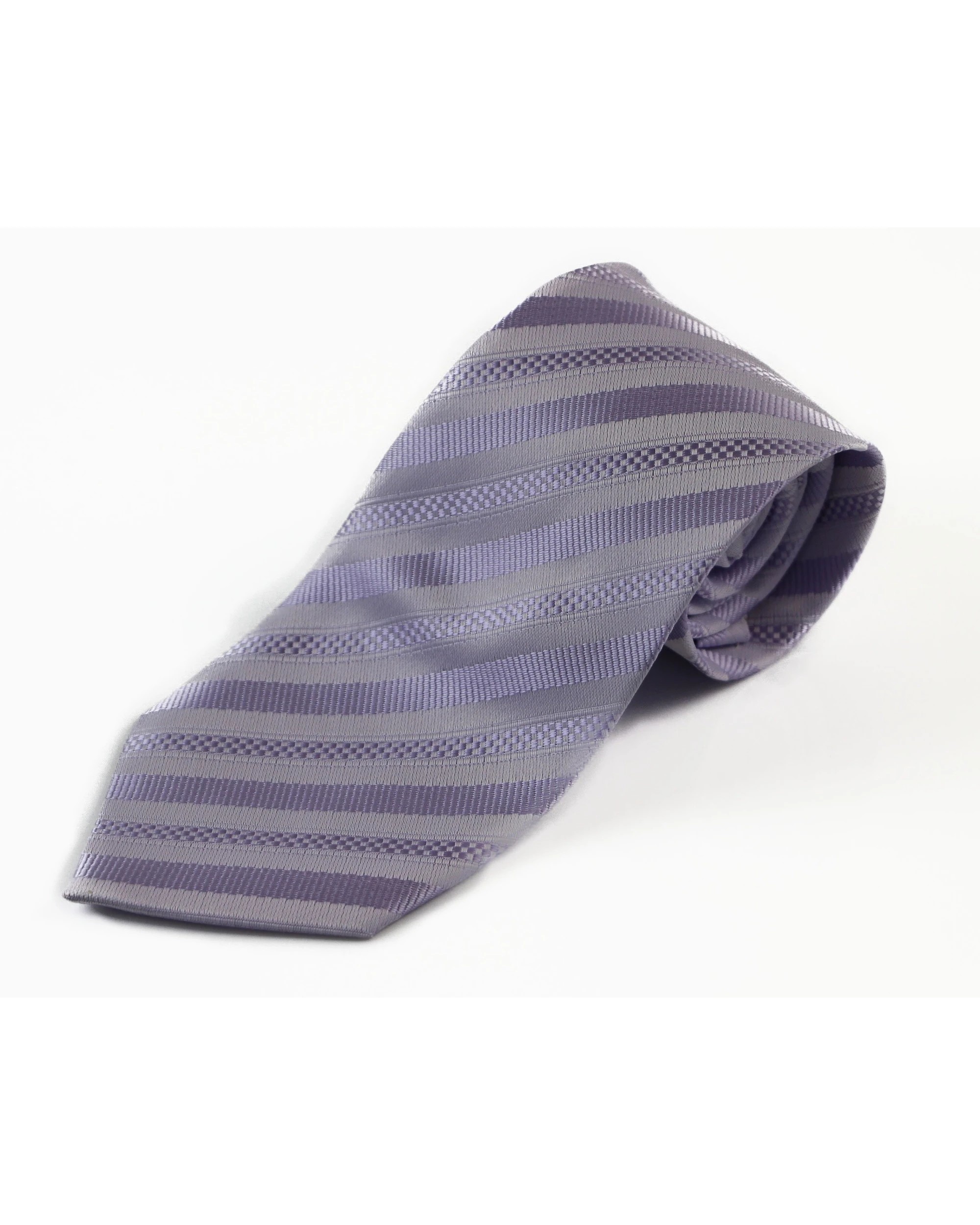 2 Zasel Mens Lavender Striped Patterned 8cm Neck Tie, 2 of 2