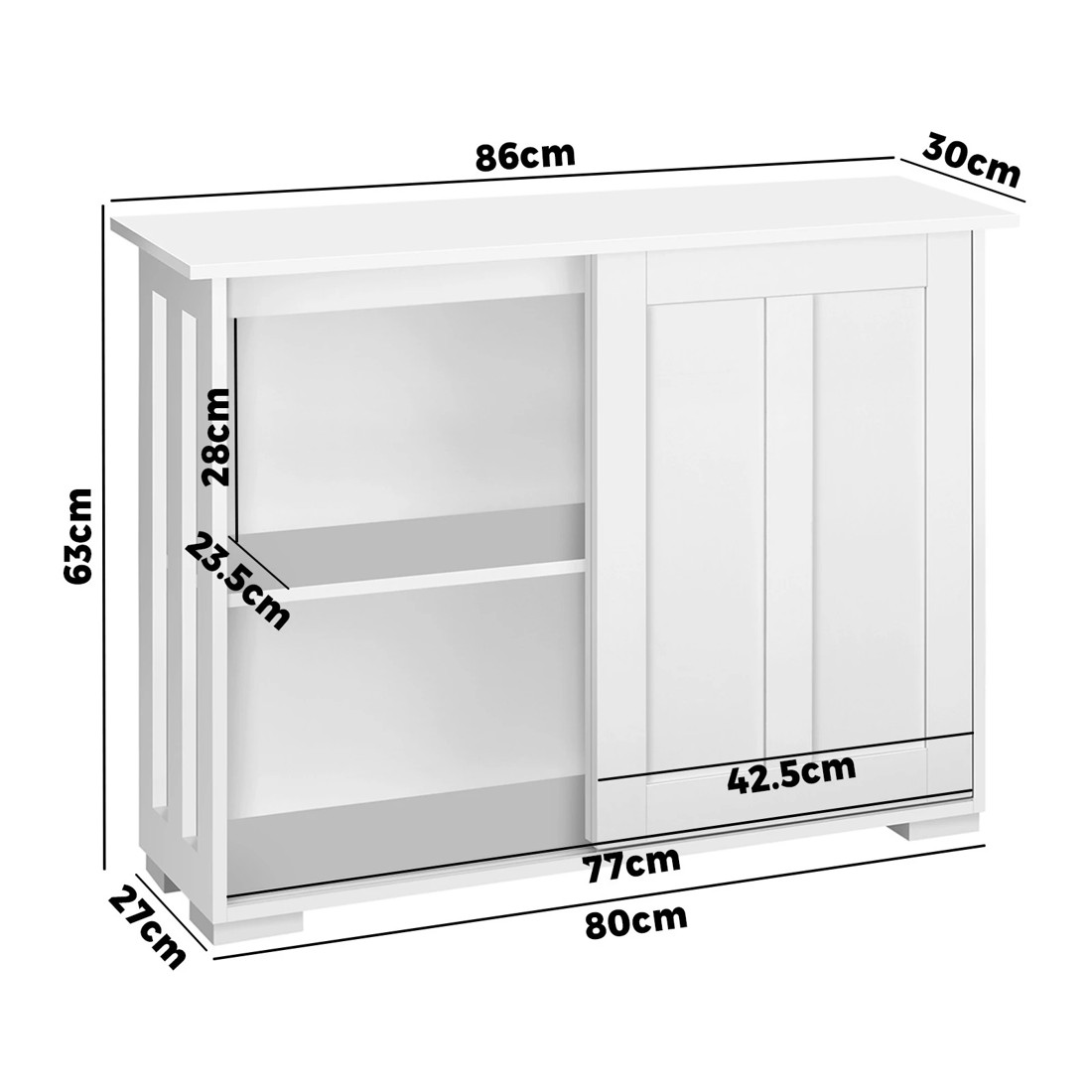 9 Oikiture Buffet Sideboard Cabinet Storage Cupboard Hallway Table
 - White, 9 of 10