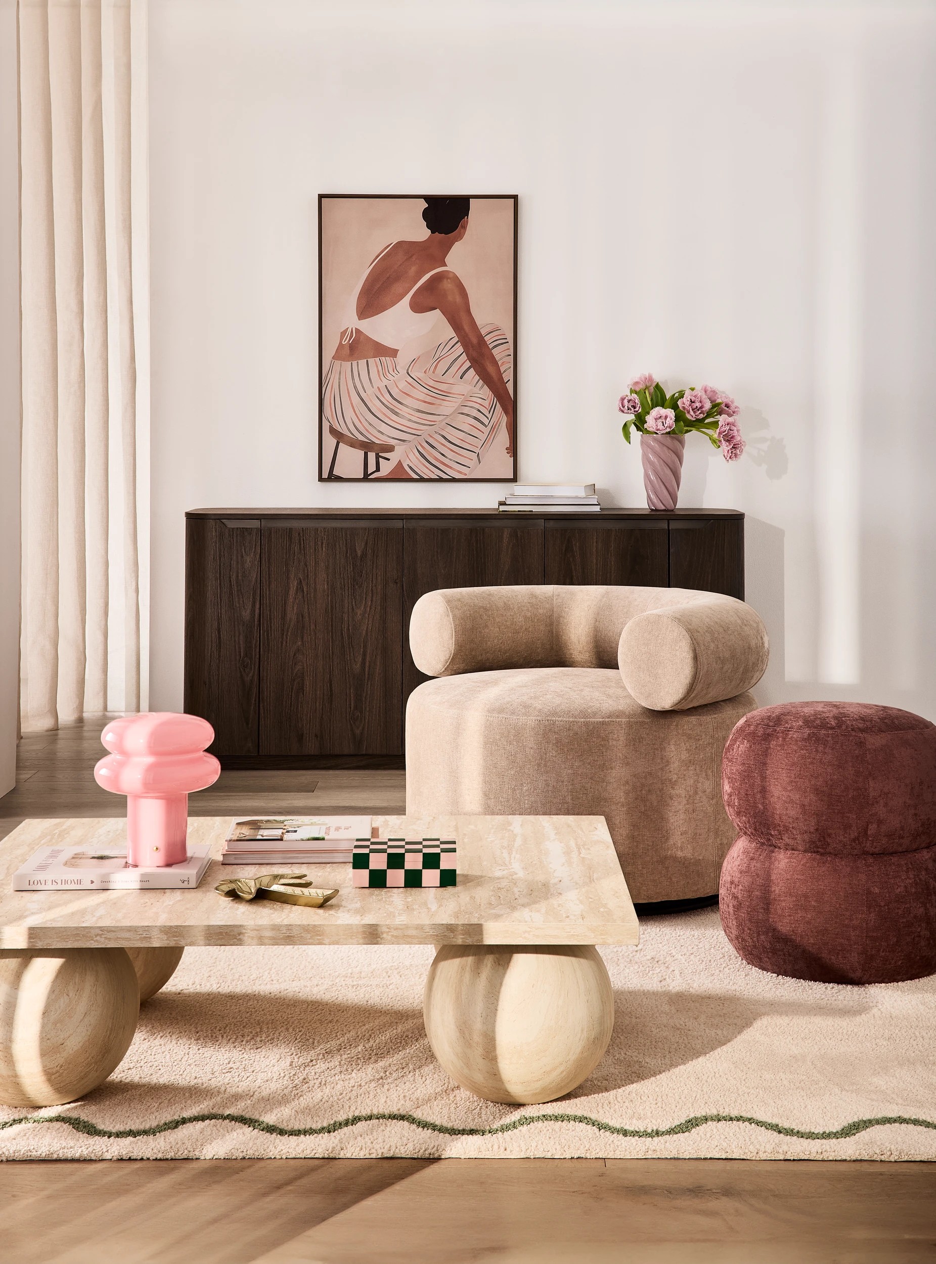 6 Curve Ottoman - Burgundy, 6 of 7