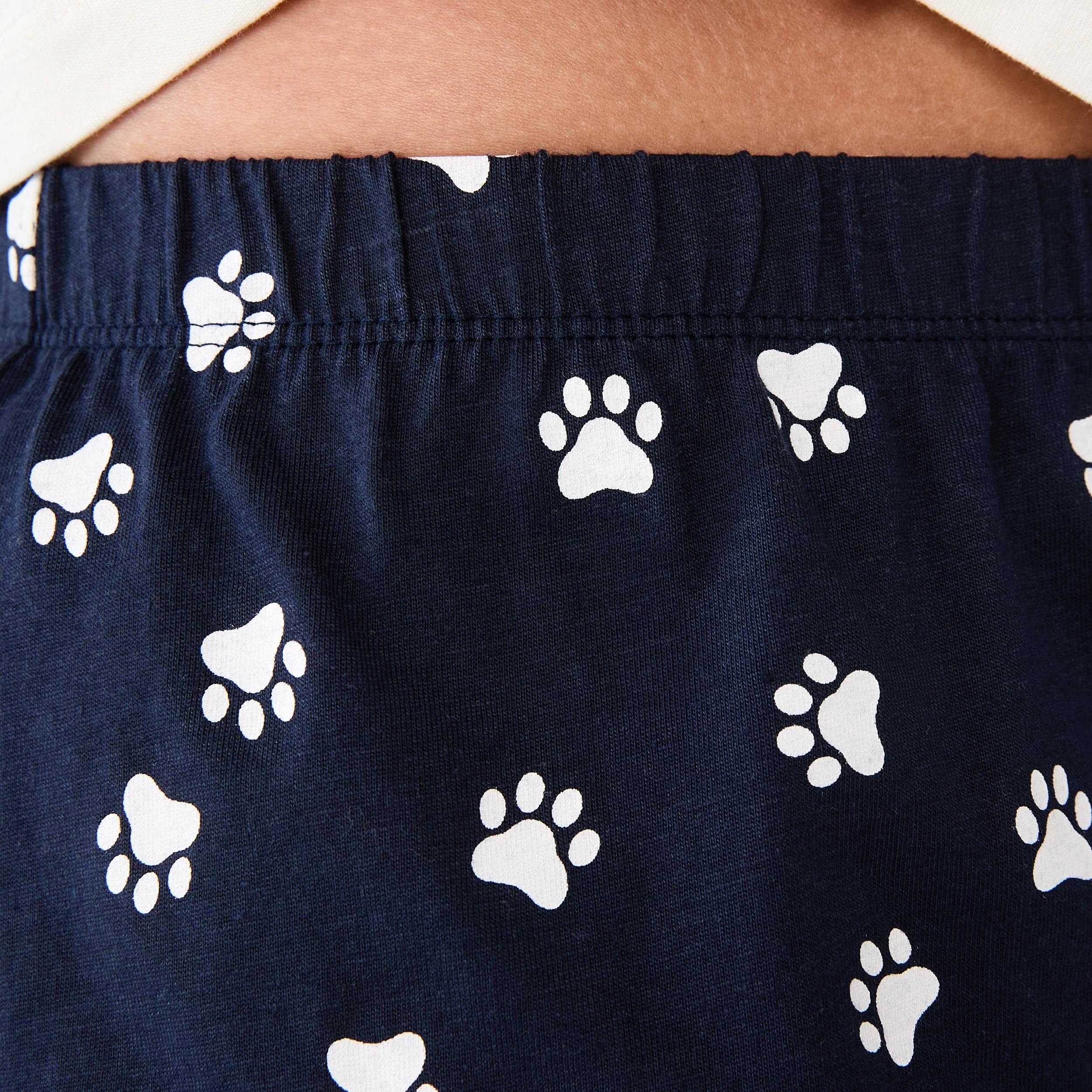 6 Knit T-shirt and Shorts Pyjama Set DOG FACES NAVY BLAZER, 6 of 8