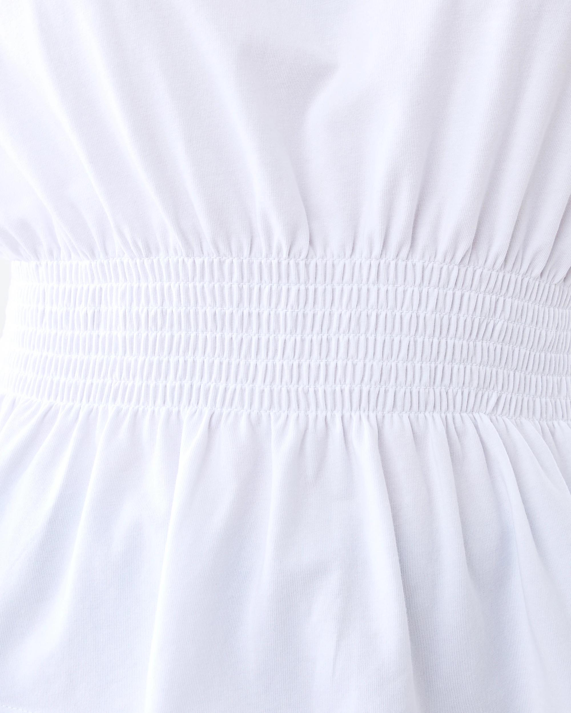 6 Short Sleeve Shirred Waist T-shirt White, 6 of 7