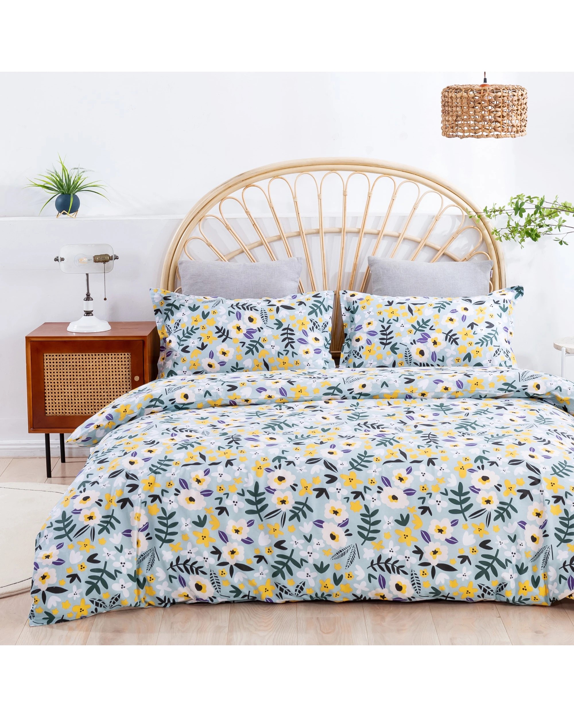 2 Dreamaker Alice Green 100% Cotton Quilt Cover Set - King Single Bed - Green, 2 of 6