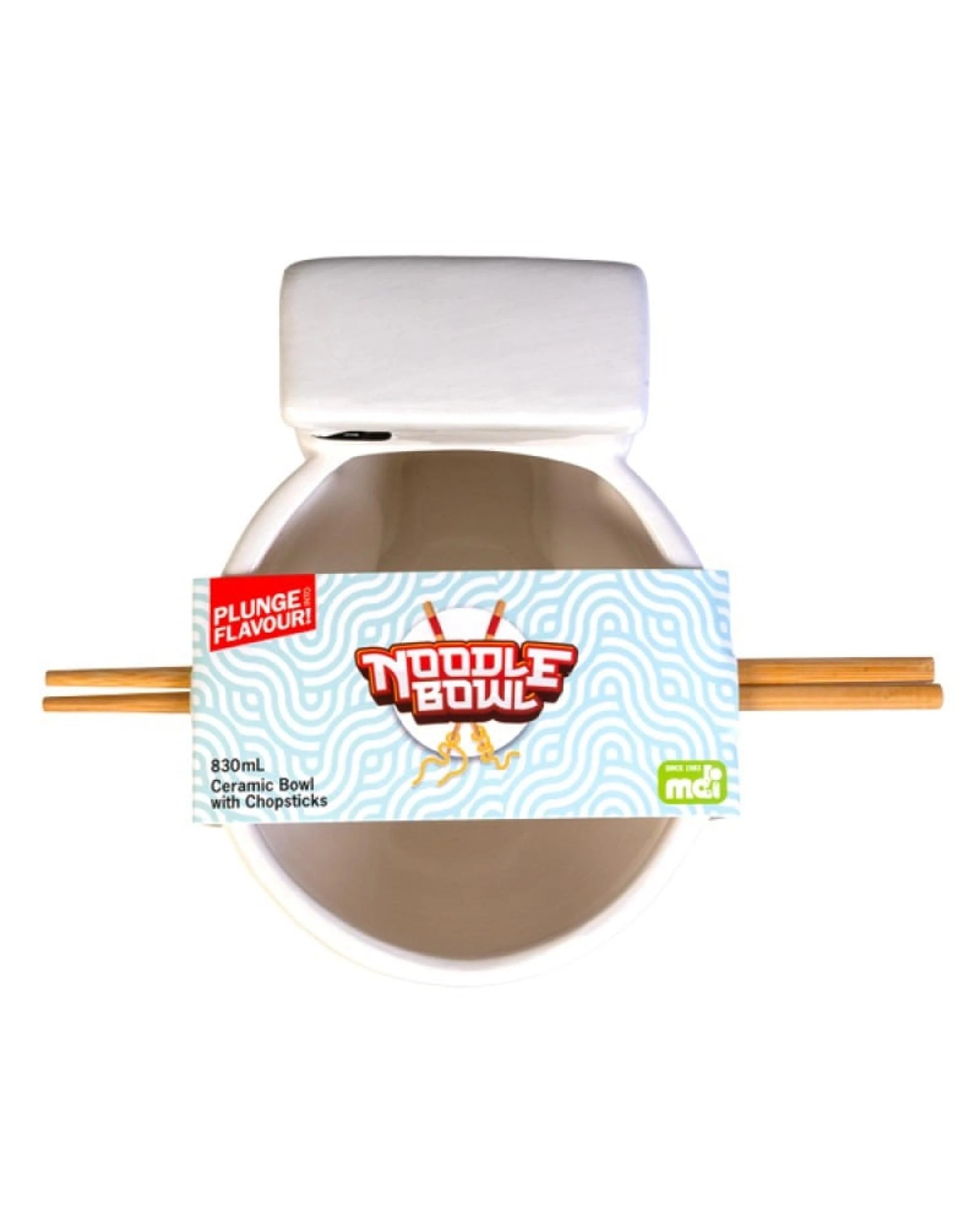 6 Toilet Ceramic Noodle Bowl with Bamboo Chopsticks - White, 6 of 6