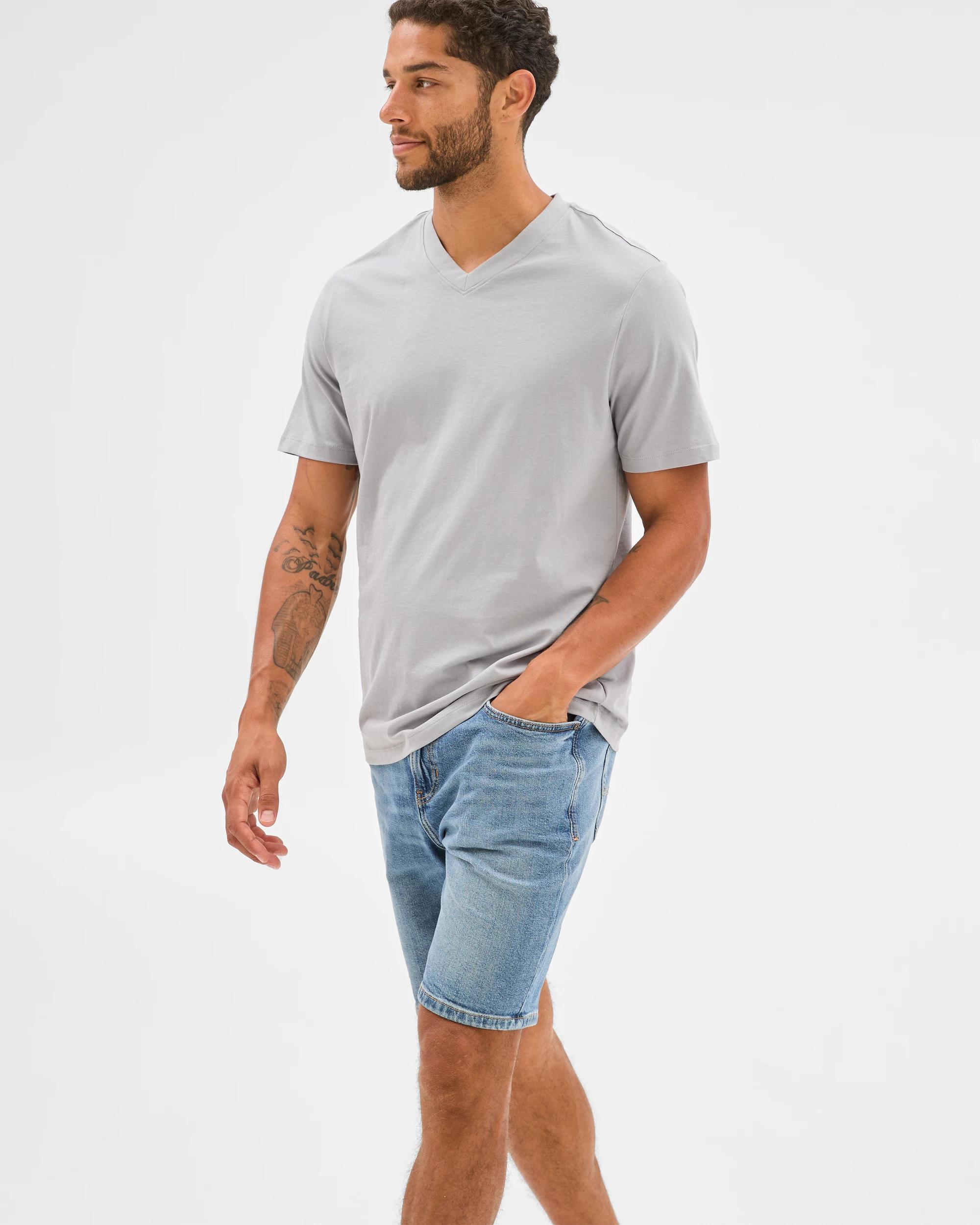 2 Target Australian Cotton V-Neck T-Shirt LIGHT GREY, 2 of 6