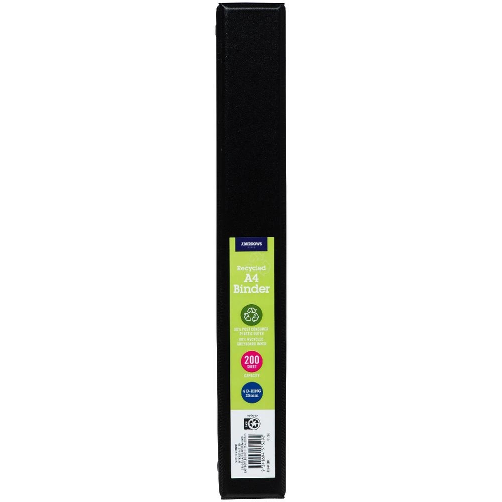2 J.Burrows A4 4 D-Ring Binder 25mm Black, 2 of 4