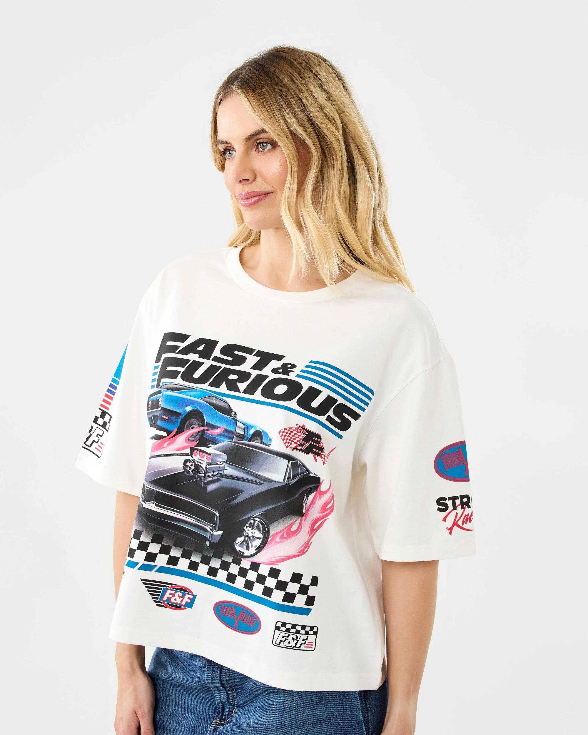 2 Fast & Furious License Short Sleeve Oversized Chopped T-shirt Ffwomens, 2 of 8