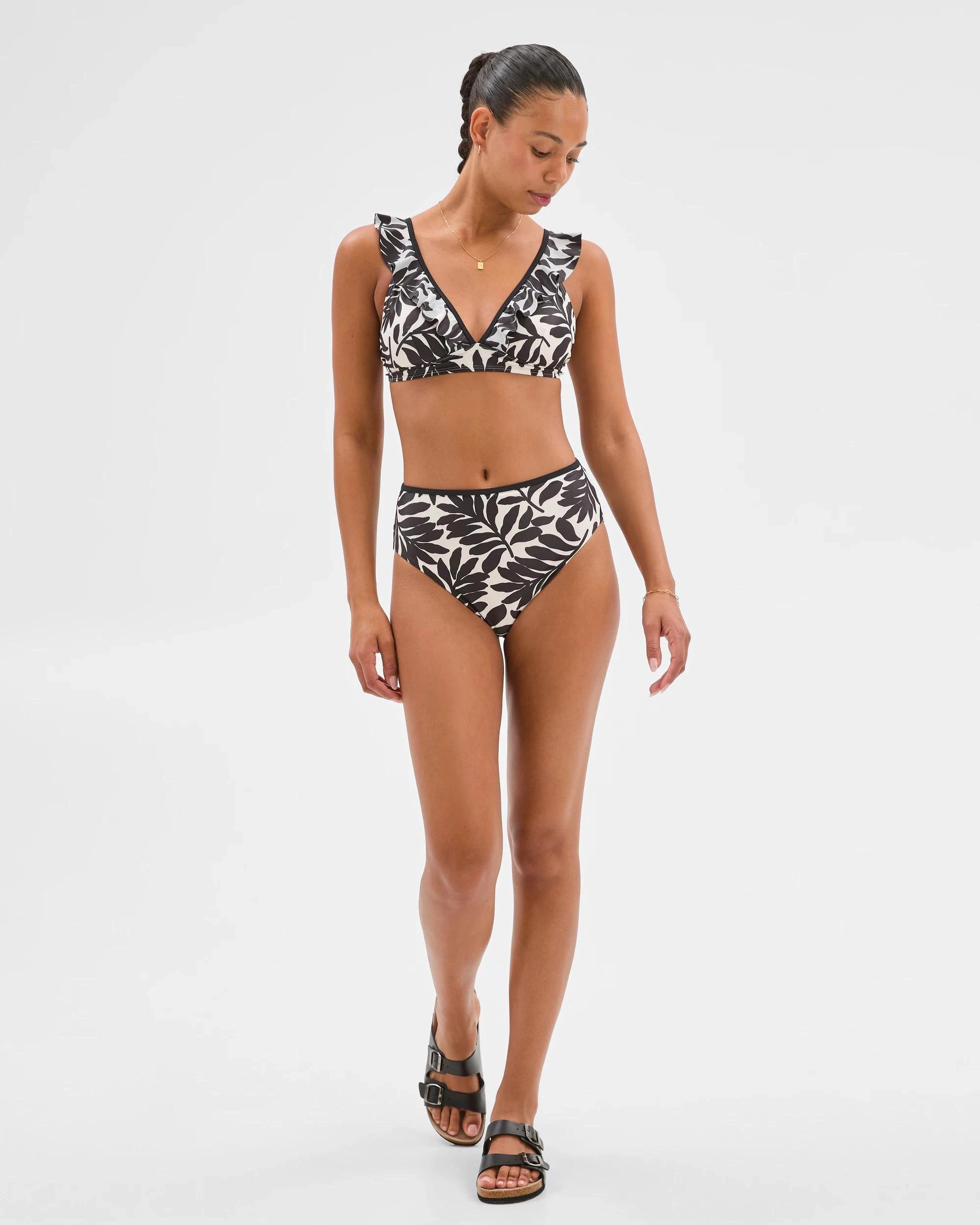 2 Target Resort High Cut Bikini Bottoms BLACK/WHITE PALM, 2 of 5