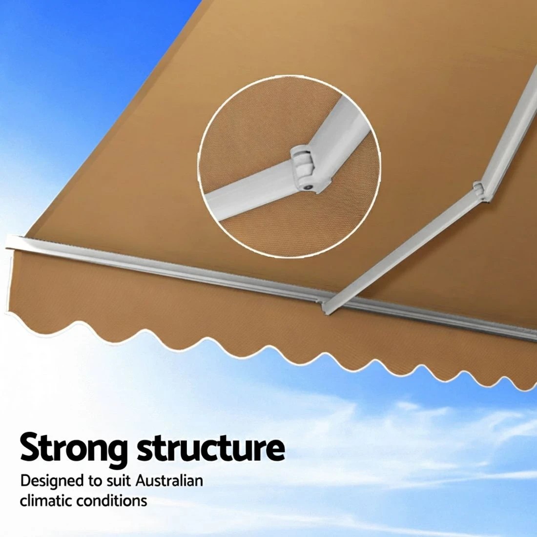 4 Instahut Retractable Folding Arm Awning Manual Sunshade 2.5Mx2M - Beige, 4 of 6