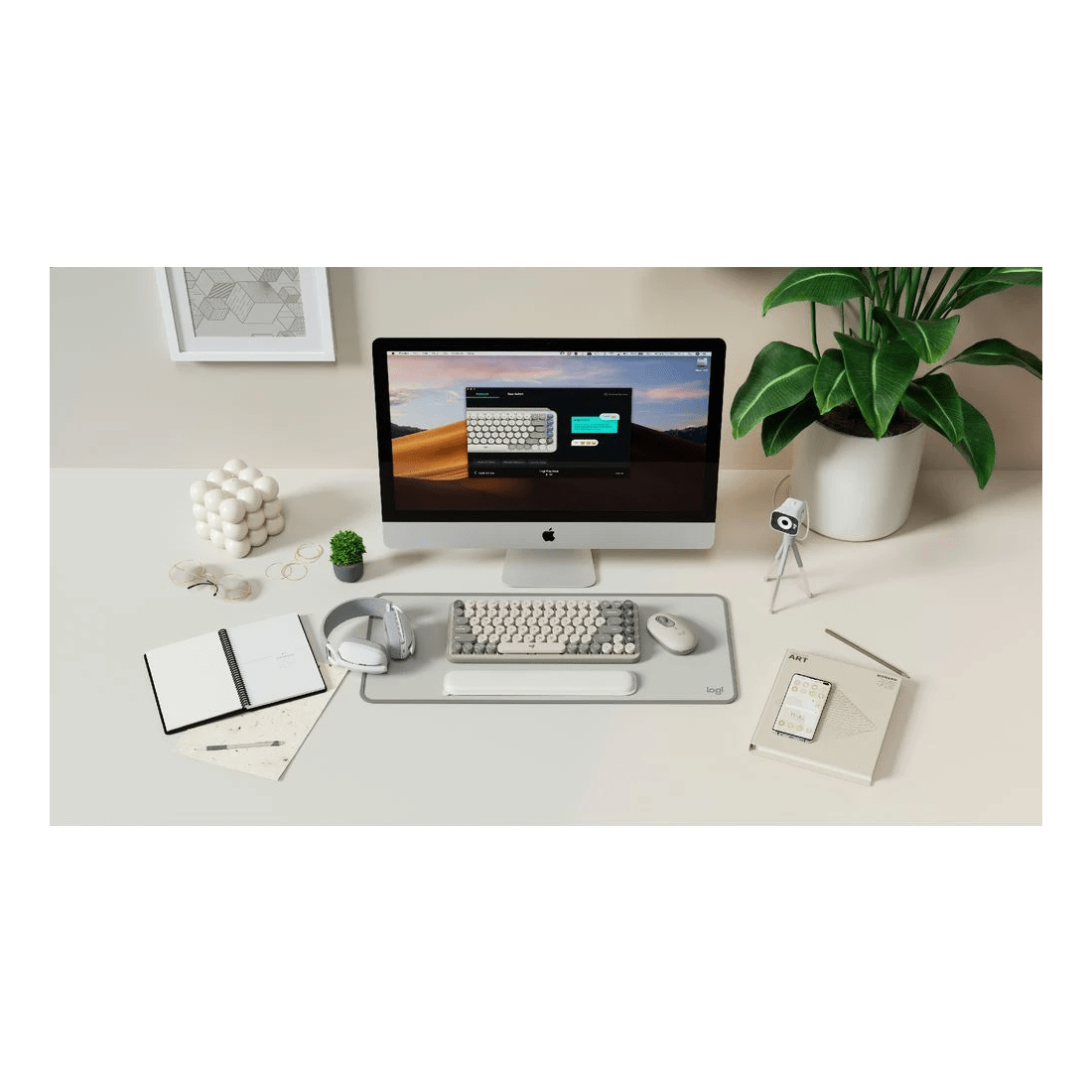 7 Logitech POP Keys Wireless Keyboard Mist Sand, 7 of 7