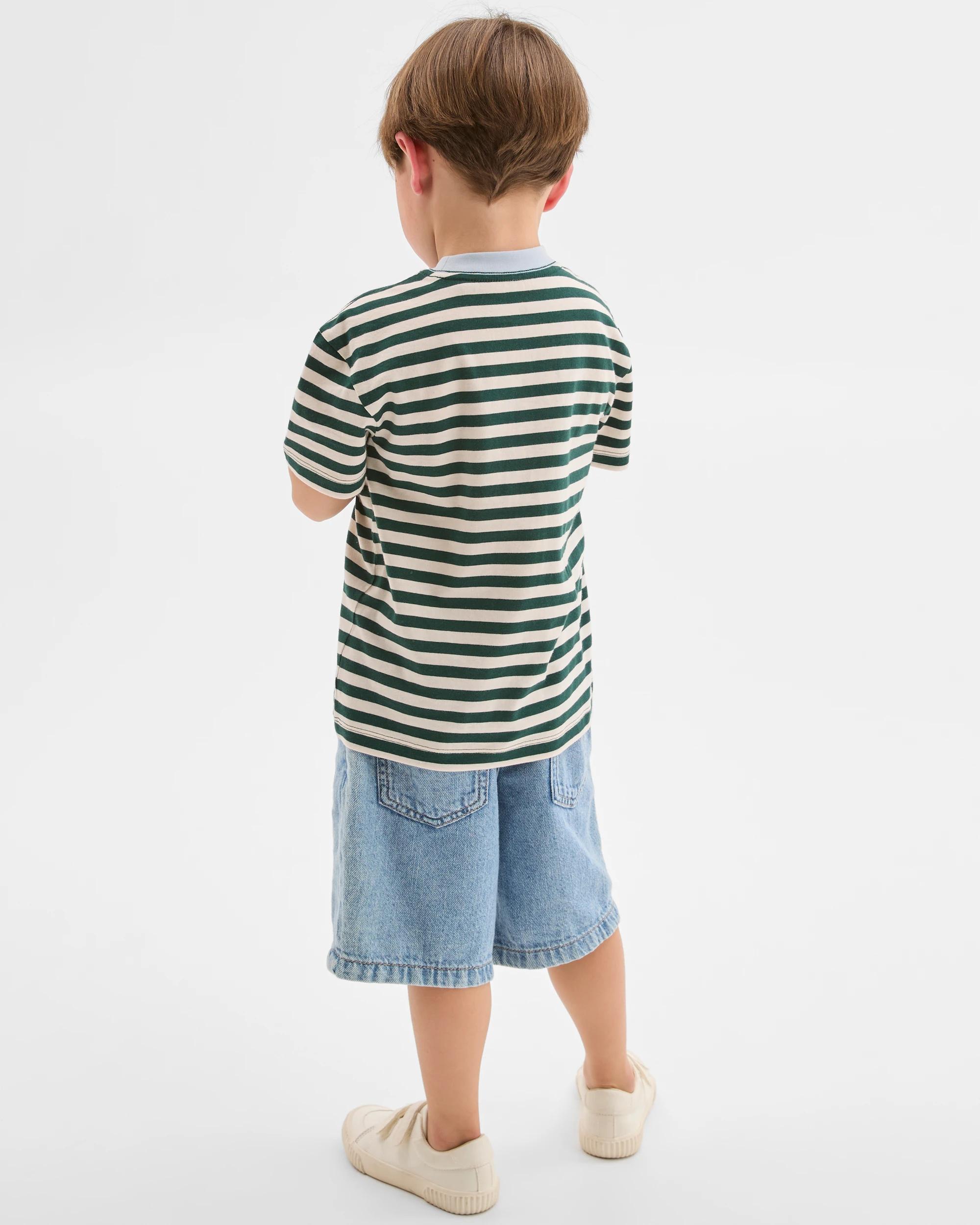 3 Target Kids Australian Cotton Short Sleeve T-Shirt GREEN STRIPE, 3 of 5
