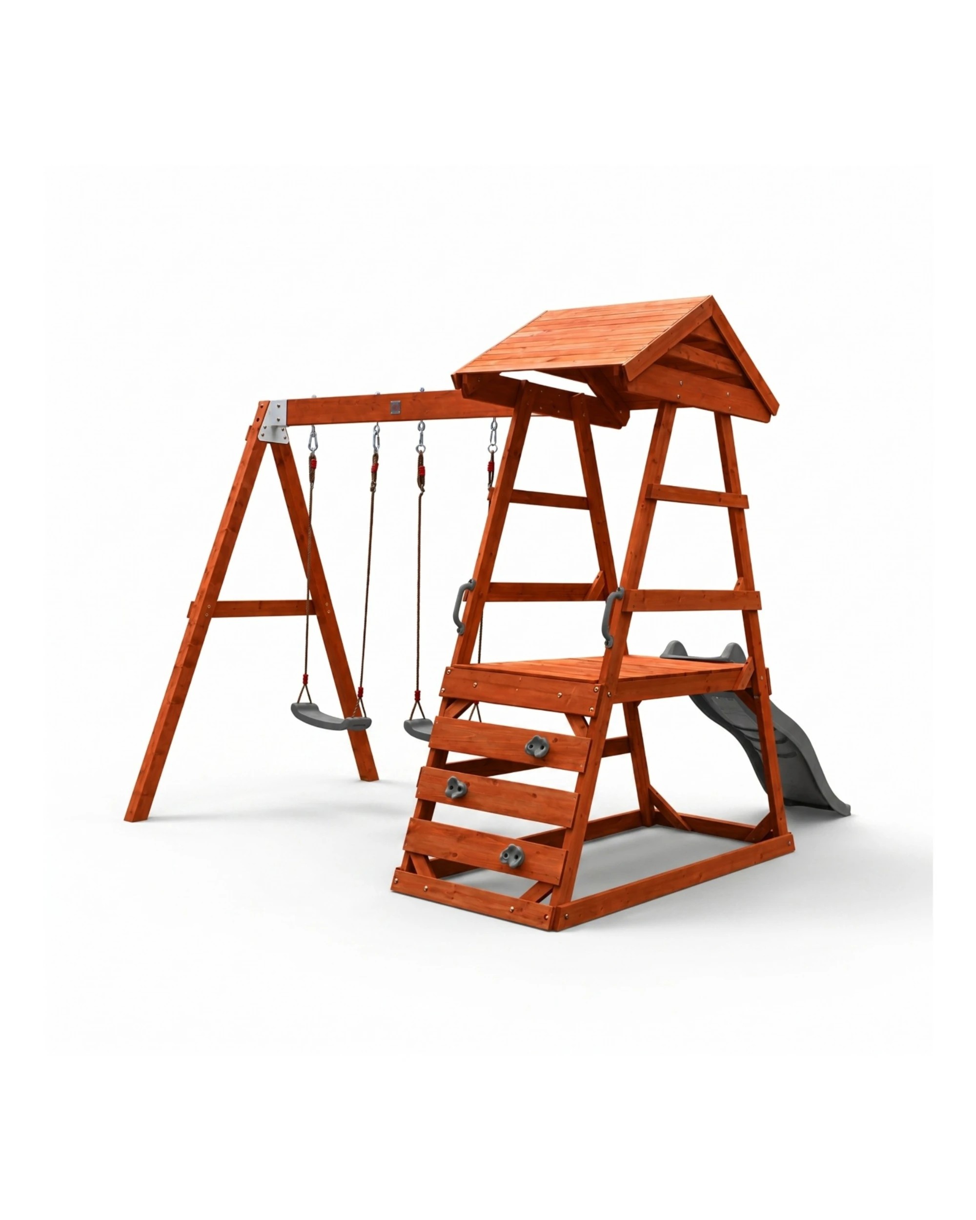 2 Hide & Seek Kids Milo Swing Set with Slide & Climbing Wall - Pearl - Grey, 2 of 7