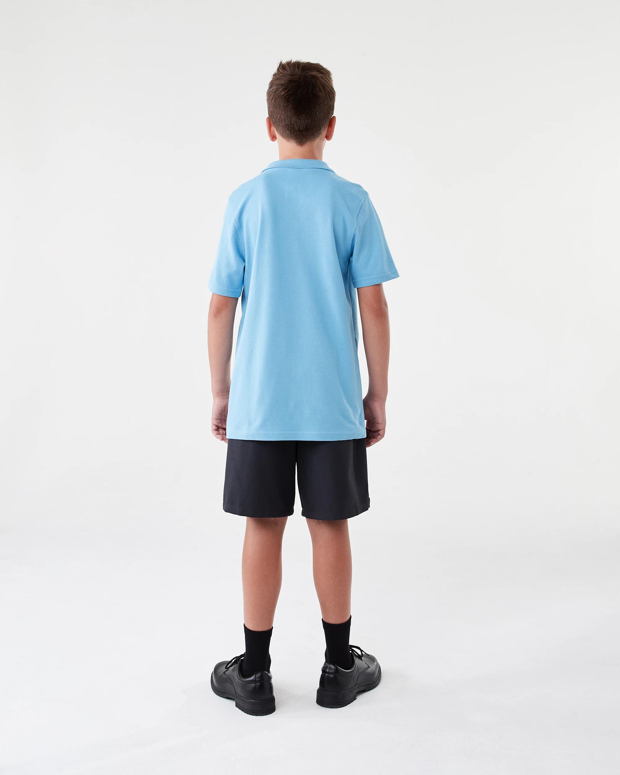 6 School Odour Shield Cotton Polo T-shirt Mid Blue, 6 of 6