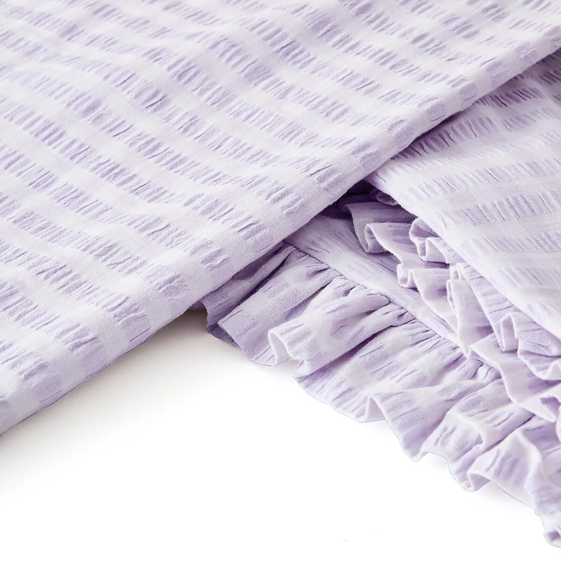 4 Gingham Ruffle Cotton Quilt Cover Set - Queen Bed, Lilac, 4 of 6