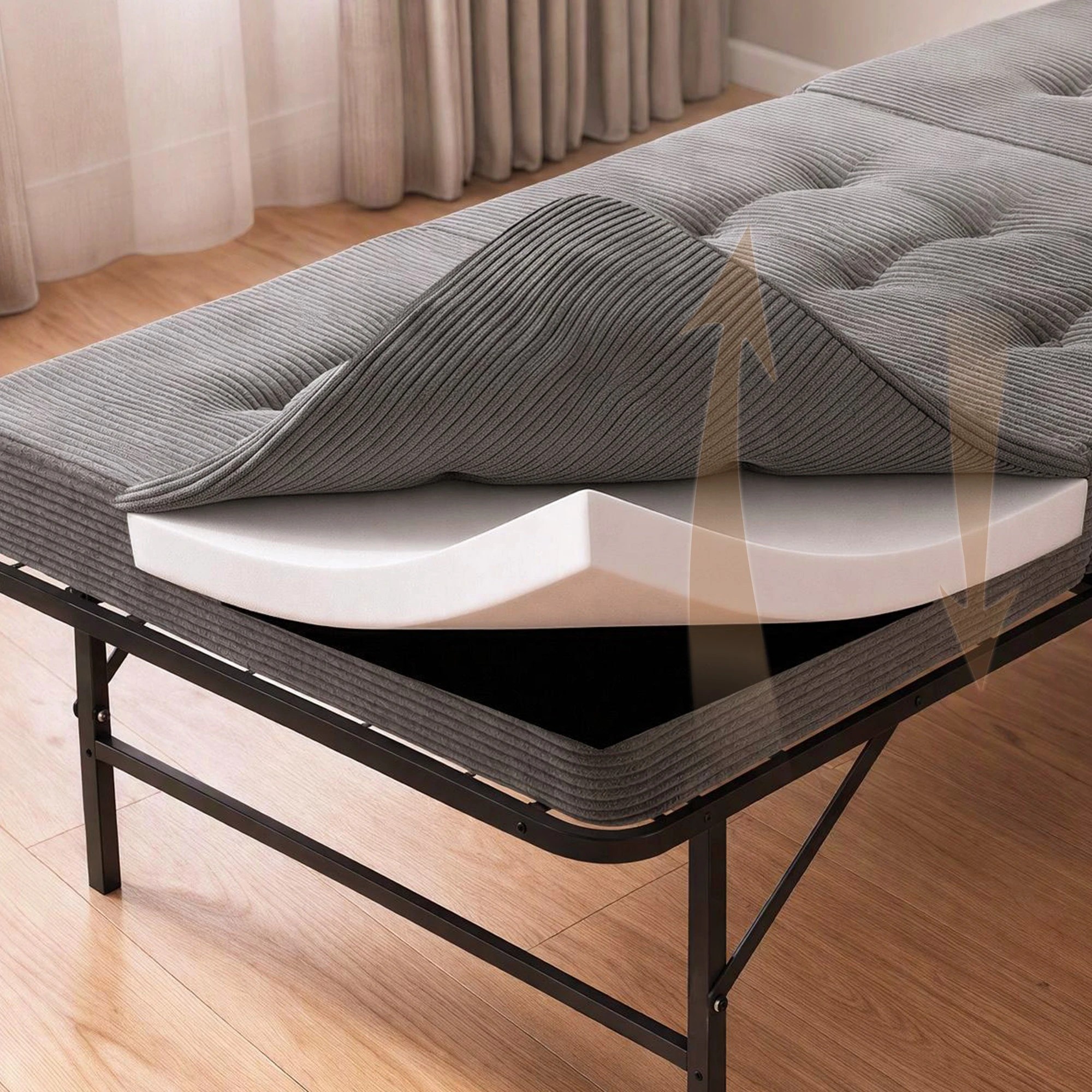 5 Giselle Bedding Folding Bed with Mattress Metal Frame Guest Bed 15cm Foam Foldable - Single Bed - Multi, 5 of 9