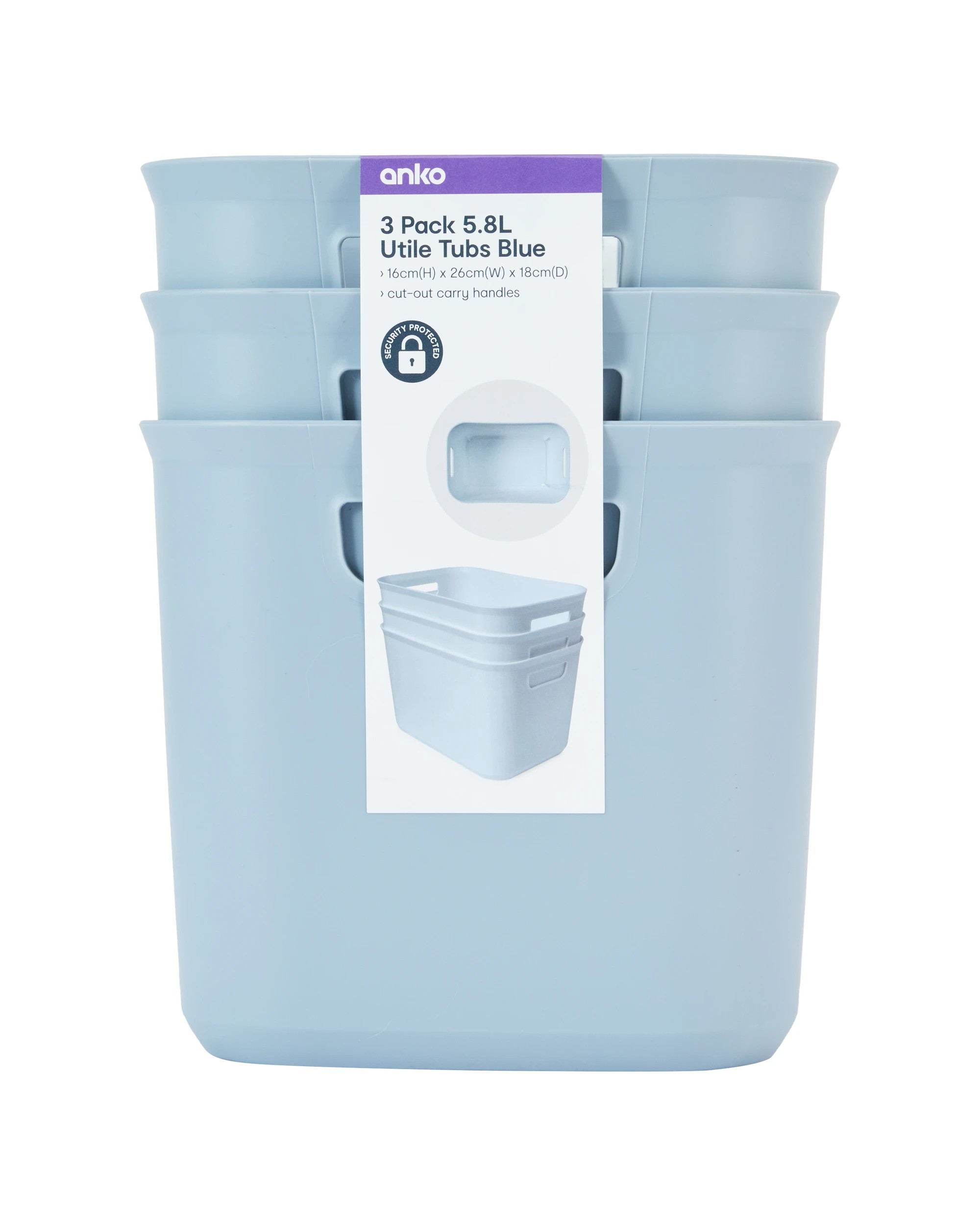 6 3 Pack 5.8L Utile Tubs - Blue, 6 of 6