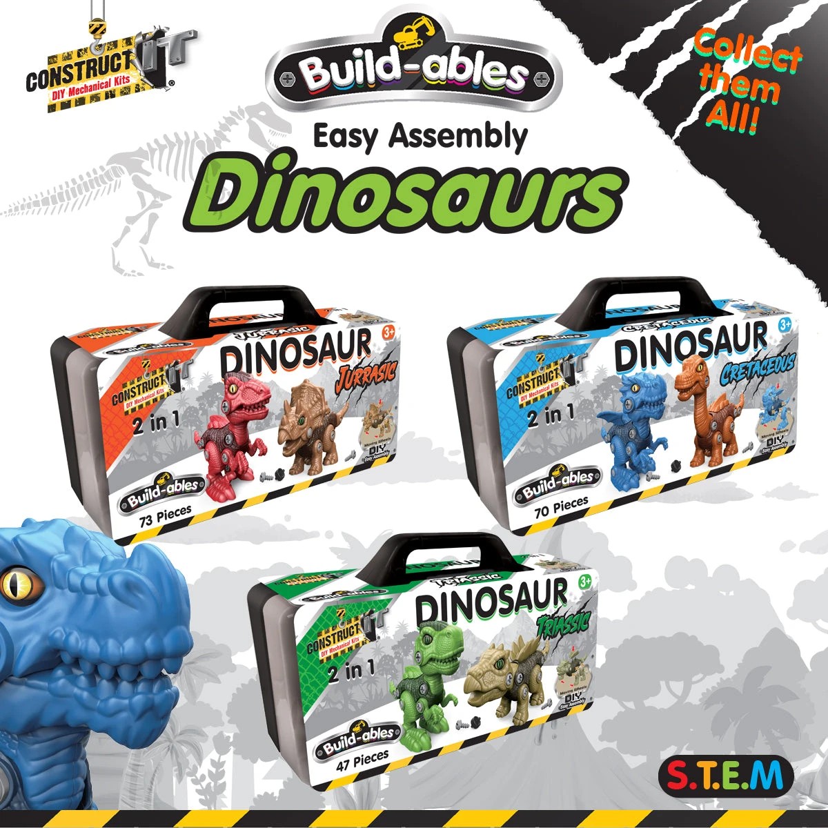 2 Construct-it Build-ables Dinosaurs 2 In 1 Cretaceous, 2 of 5