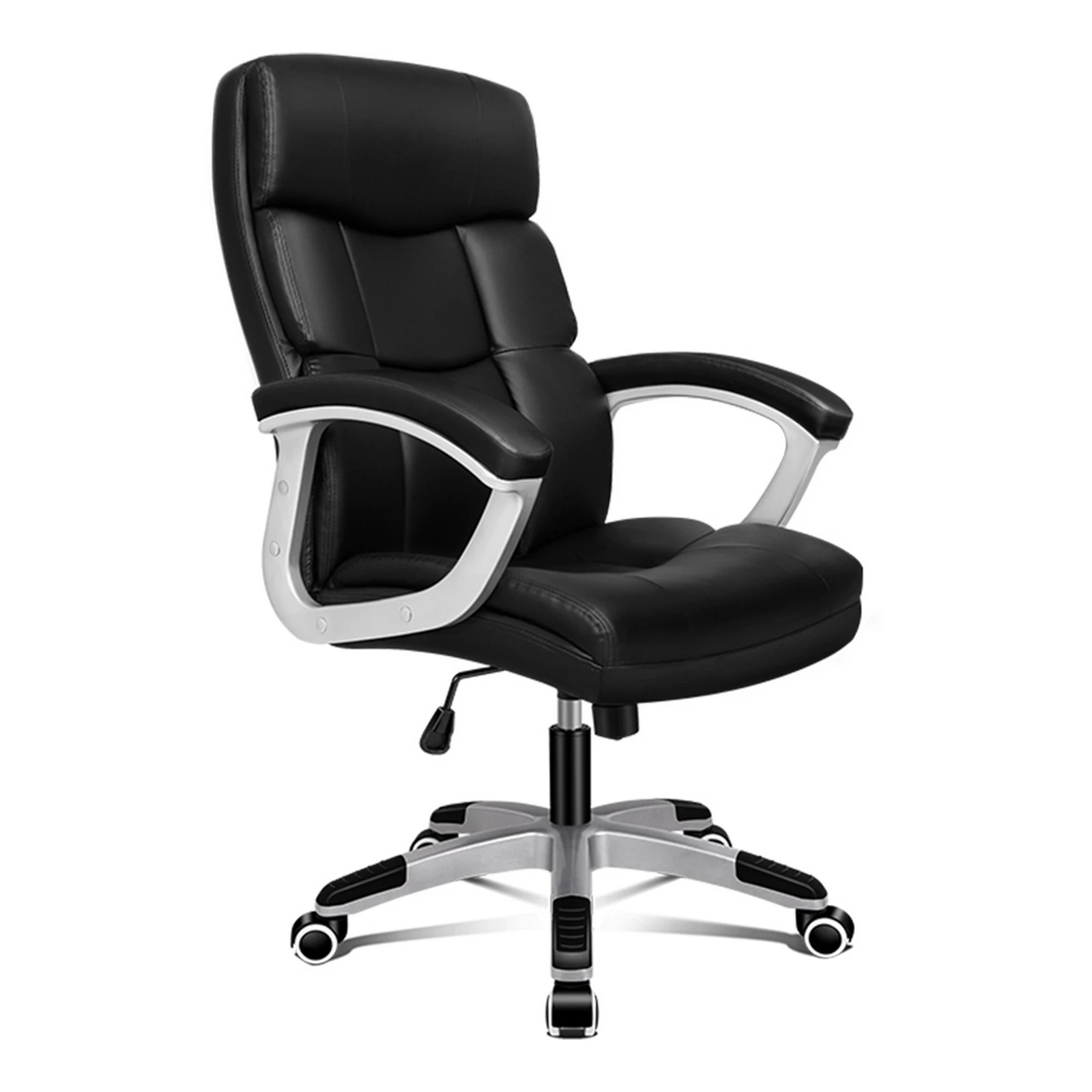 1 Alfordson Office Chair Executive Computer Gaming Racer PU Leather Work Seat - Black, 1 of 10