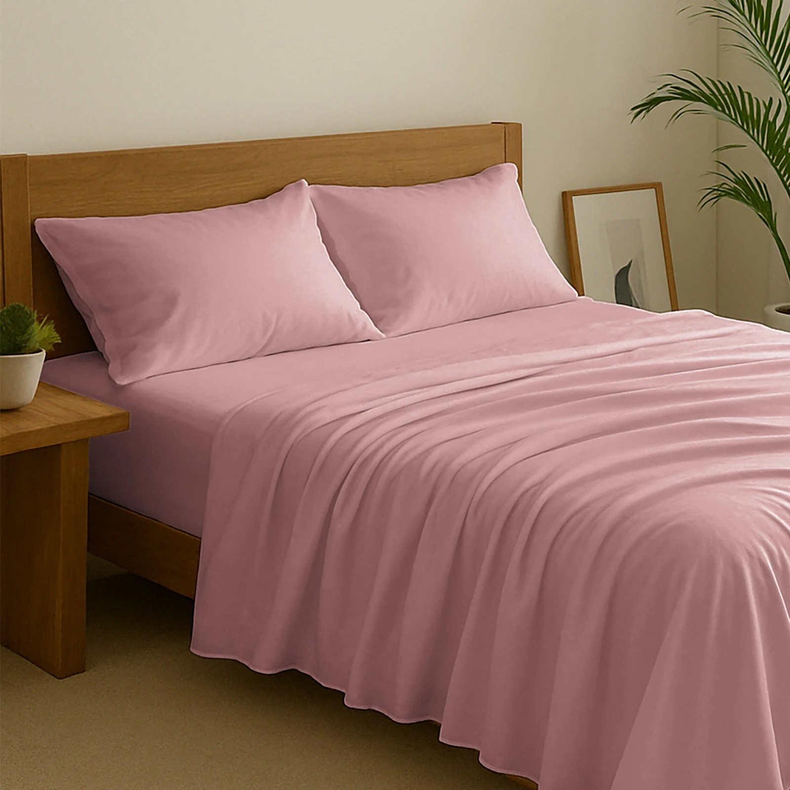 1 Royal Comfort Opulence Washed Microfibre Sheet Set - King Bed - Pink, 1 of 5