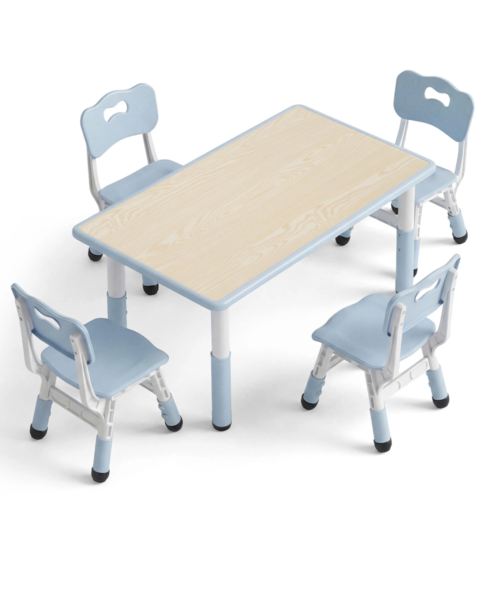 1 PlayPals Kids Table and 4 Chairs Set Height Adjustable Graffiti 120x60cm Blue, 1 of 6