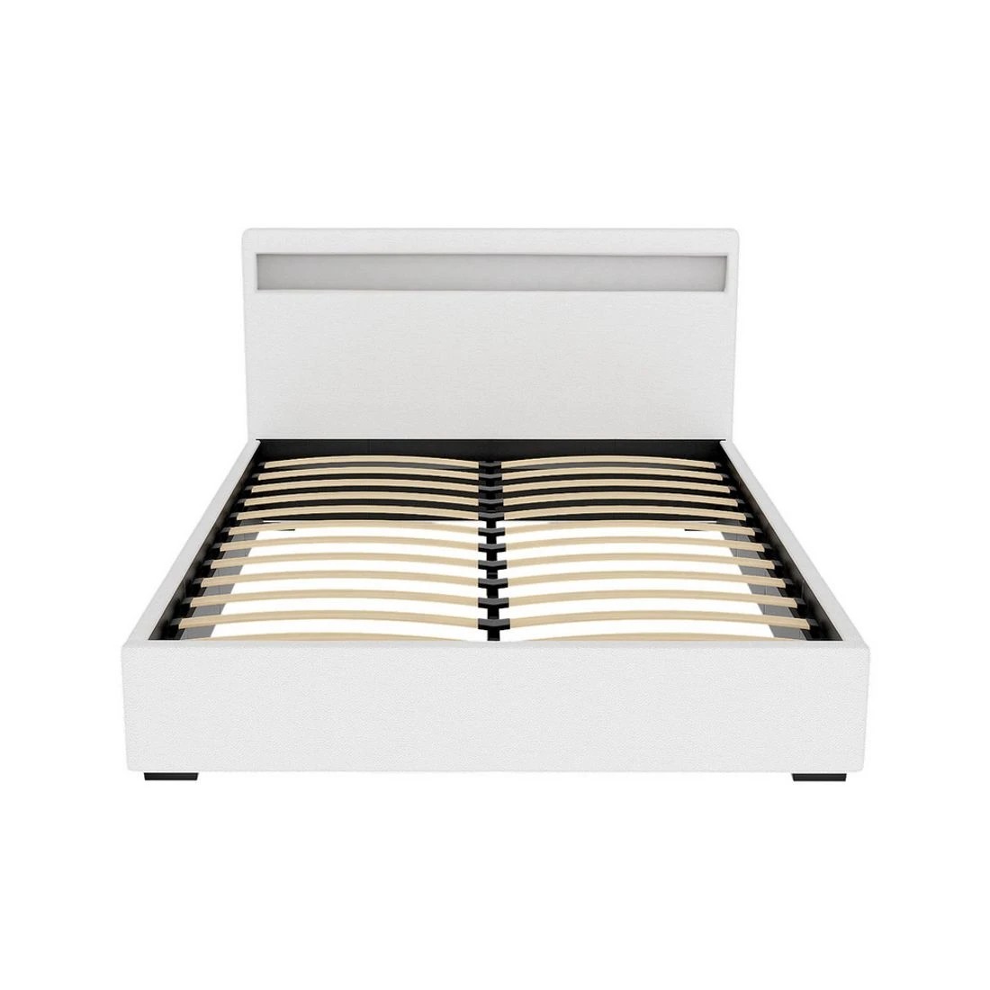 3 Artiss Bed Frame Queen Size LED Gas Lift  COLE - White, 3 of 10