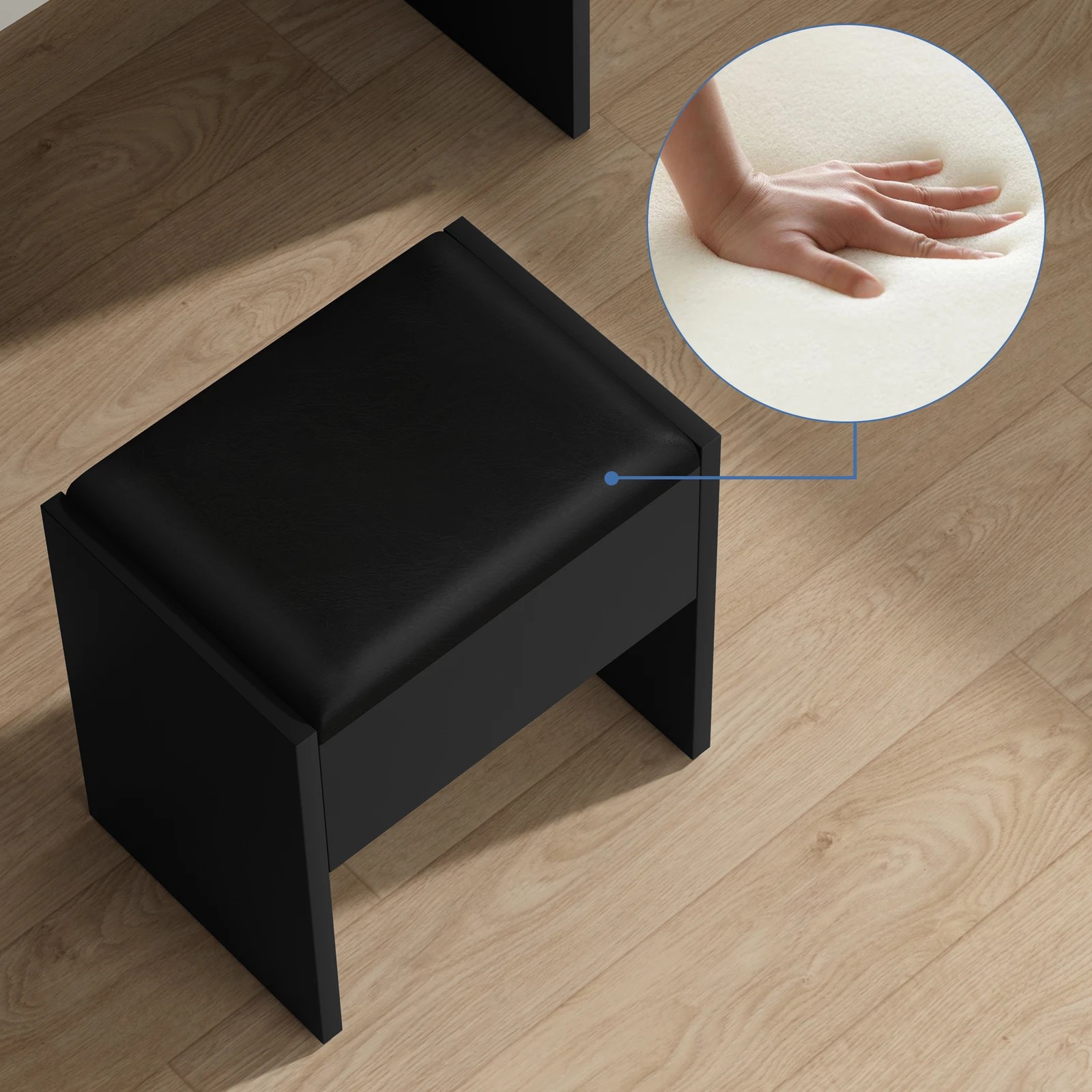 6 Alfordson Dressing Table Stool Set Makeup Mirror Desk LED 10 Bulbs - Black, 6 of 10