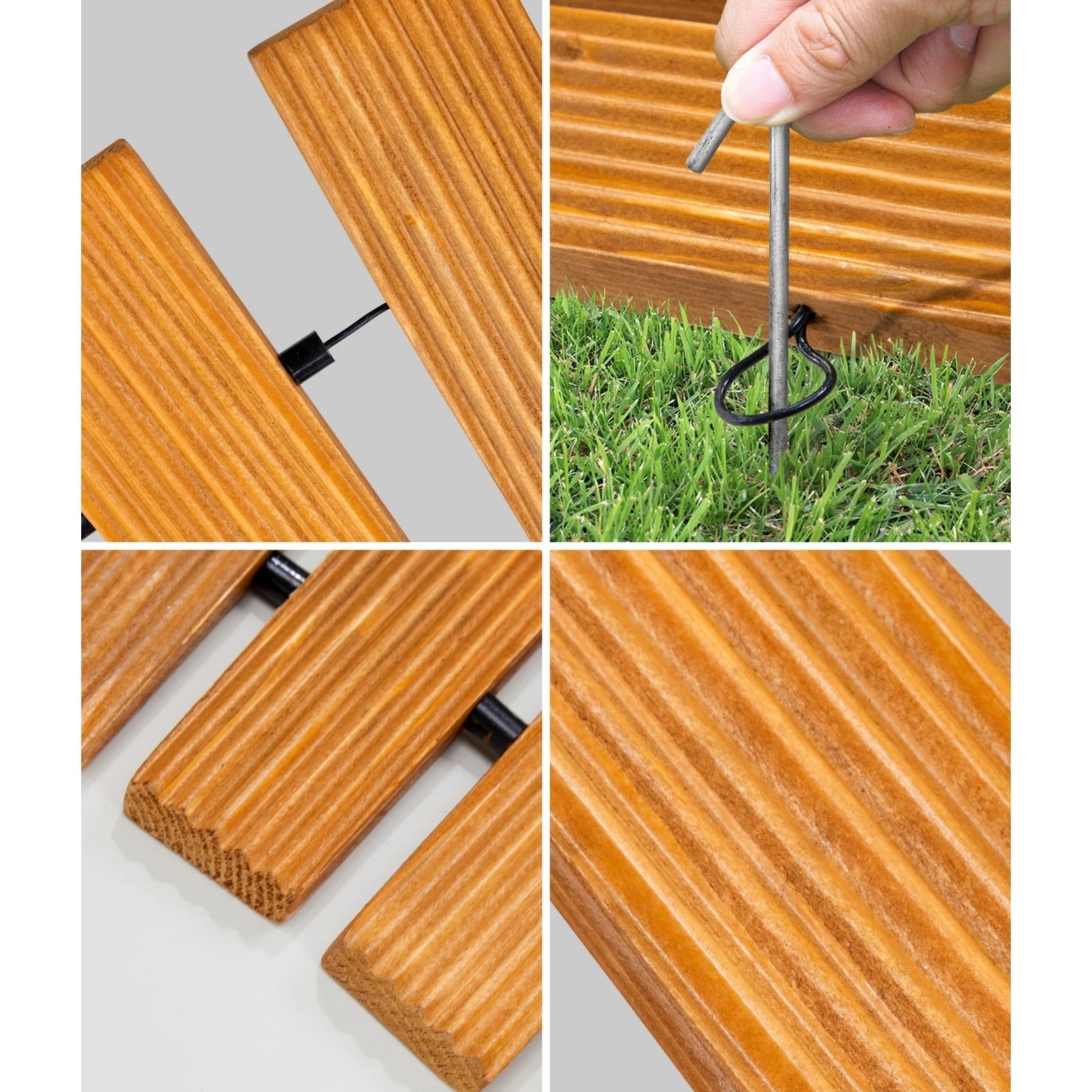 6 Livsip Garden Wooden Pathway 8ft Straight Roll-Out Wood Walkway Outdoor Backyard - Natural, 6 of 9