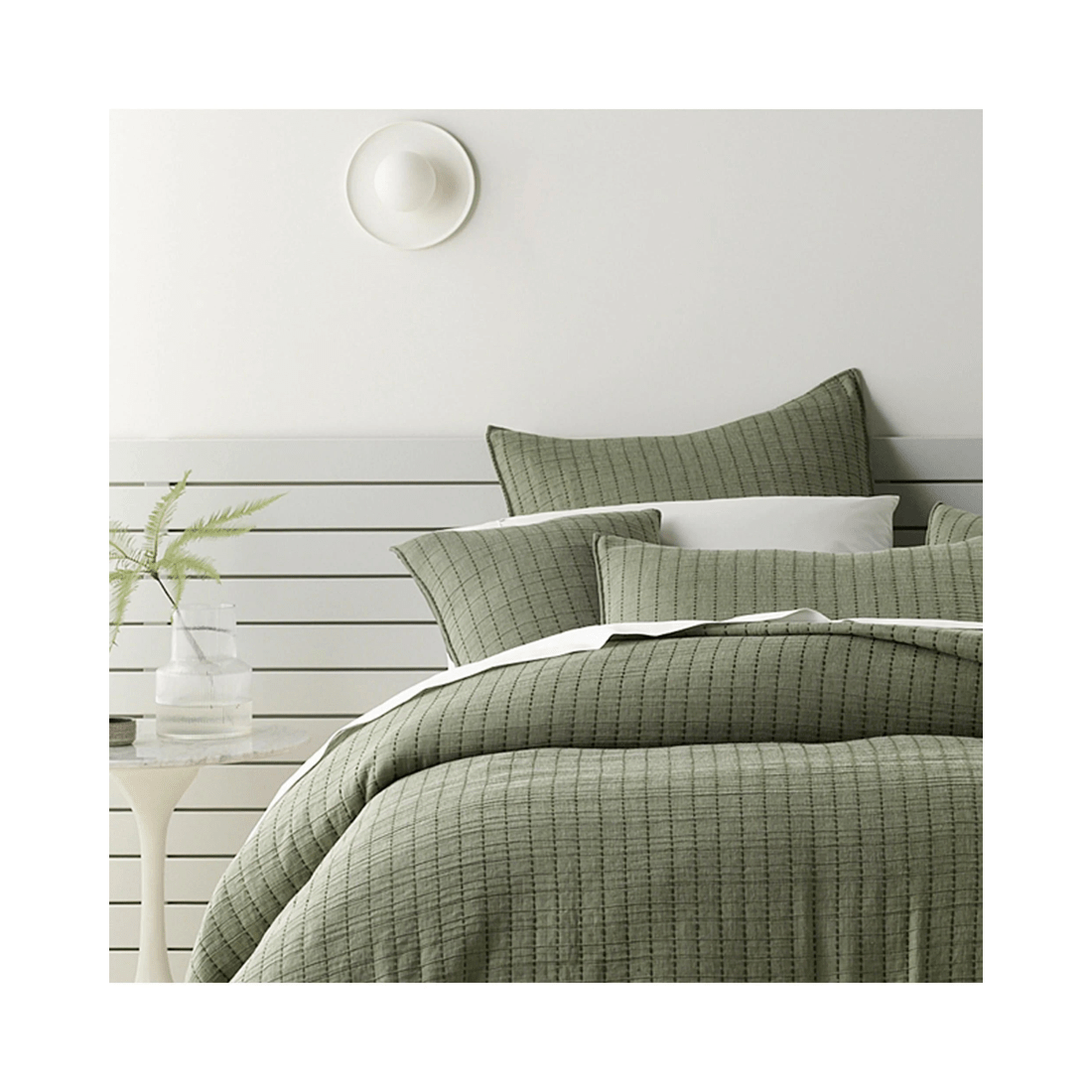 2 Bianca Bedding Bari Green Polyester/Cotton Bedspread Set — Lightweight 200gsm Fill - Green, 2 of 5