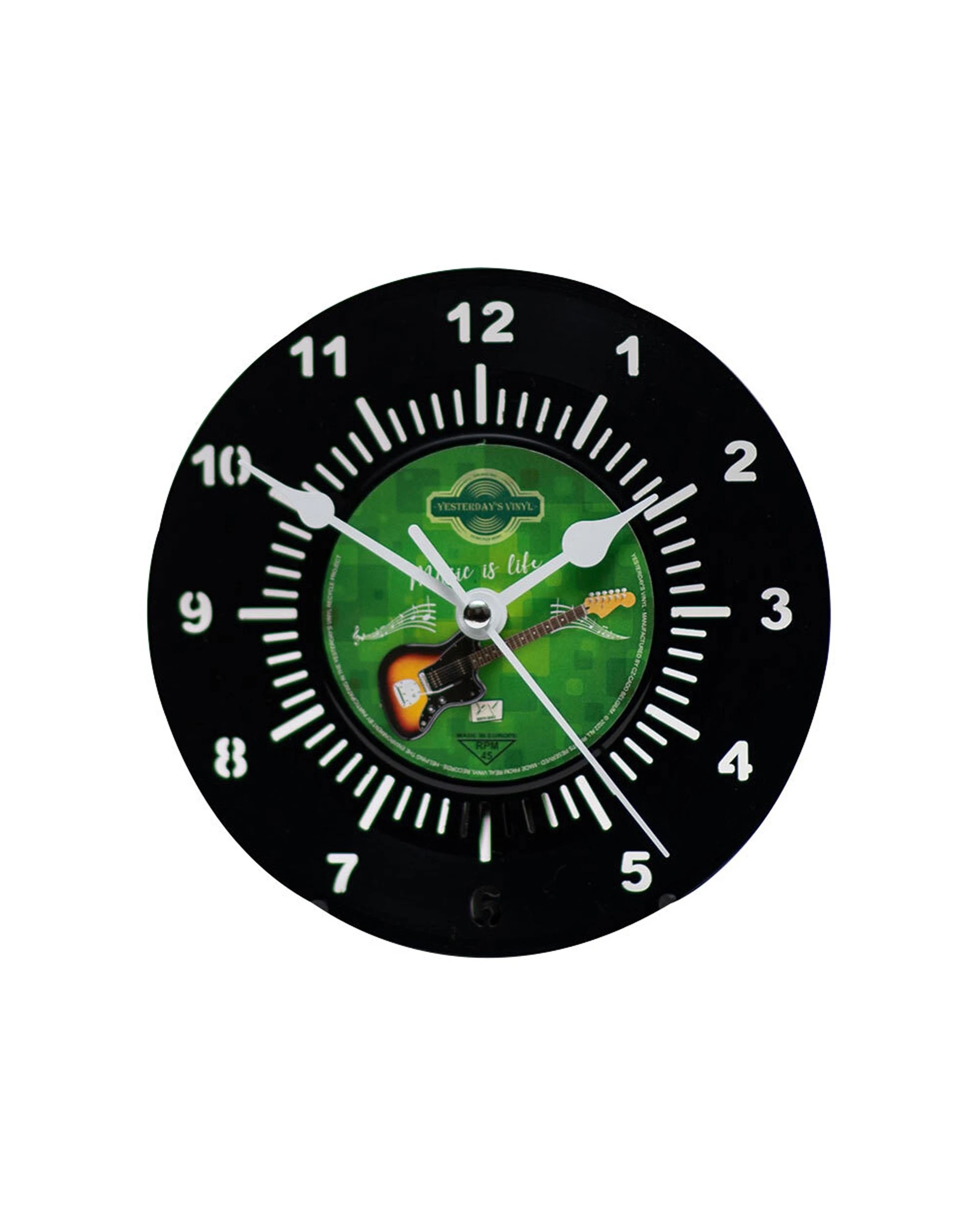 1 Yesterday's Vinyl Music Lover 18cm Guitar Music Is Life Desk Clock Silent Movement - Multi, 1 of 3