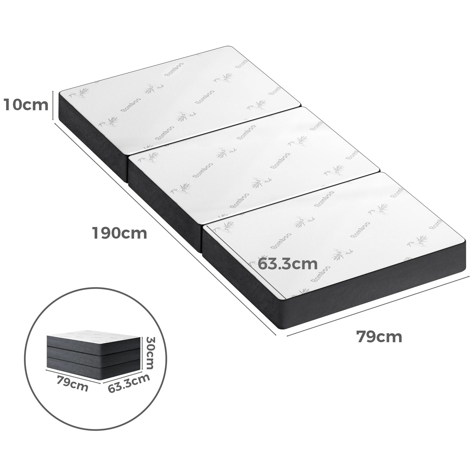 4 Starry Eucalypt Folding Mattress Bamboo Foldable Sofa Lounge Portable 79X190CM, 4 of 4