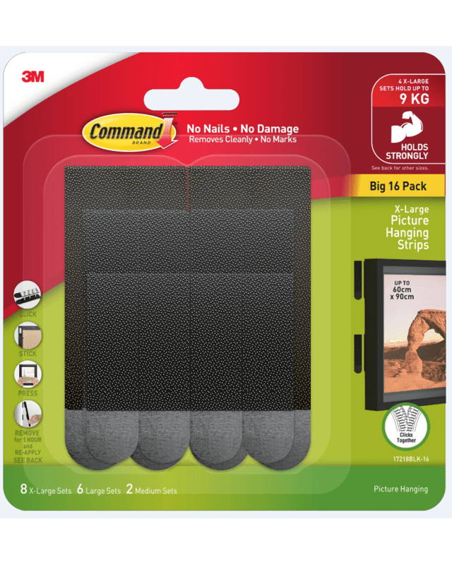 16 Pack 3M Command XL Picture Hanging Strips - B