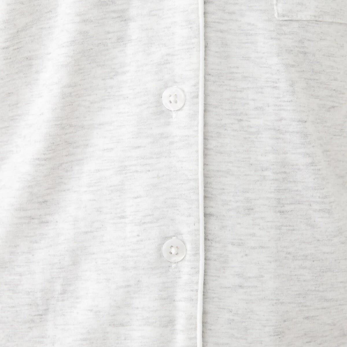 6 Long Sleeve Button Through Pyjama Set Wht Marle, 6 of 10