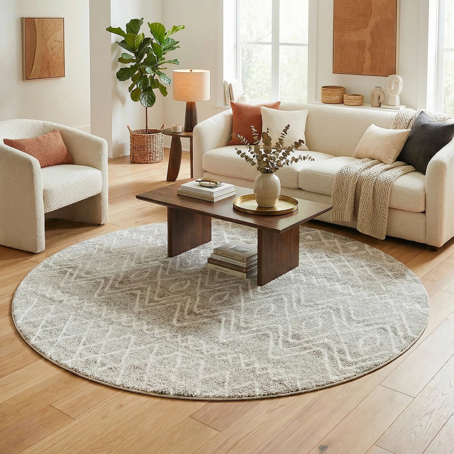 5 Common Ground Rugs Bluebay 453 200x200cm - Medium Round Power Loomed Pet Friendly Rug - Silver, 5 of 9