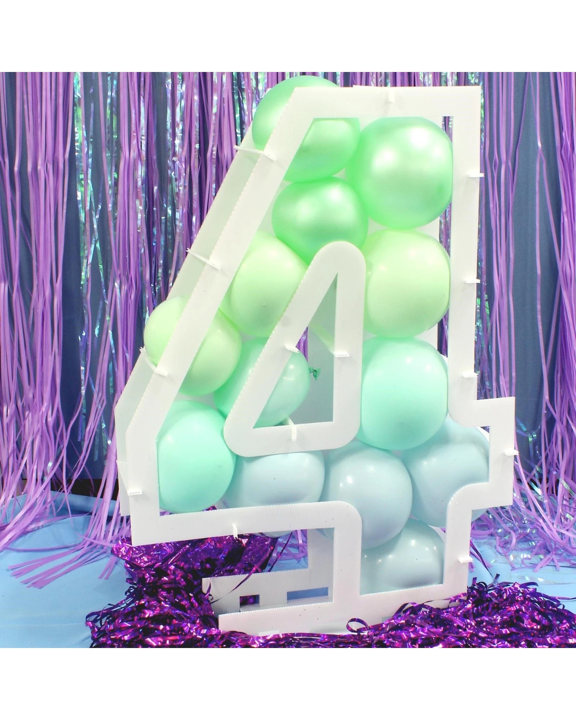 2 Party Maker Number 4 Balloon Mosaic Frame 80cm - White, 2 of 3