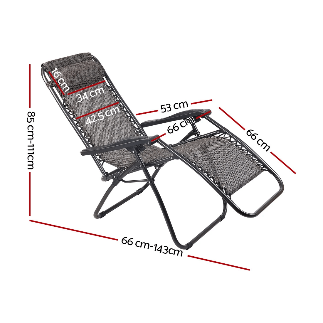 2 Gardeon 2PC Zero Gravity Chair Folding Outdoor Recliner Adjustable Sun Lounge Camping - White, 2 of 6