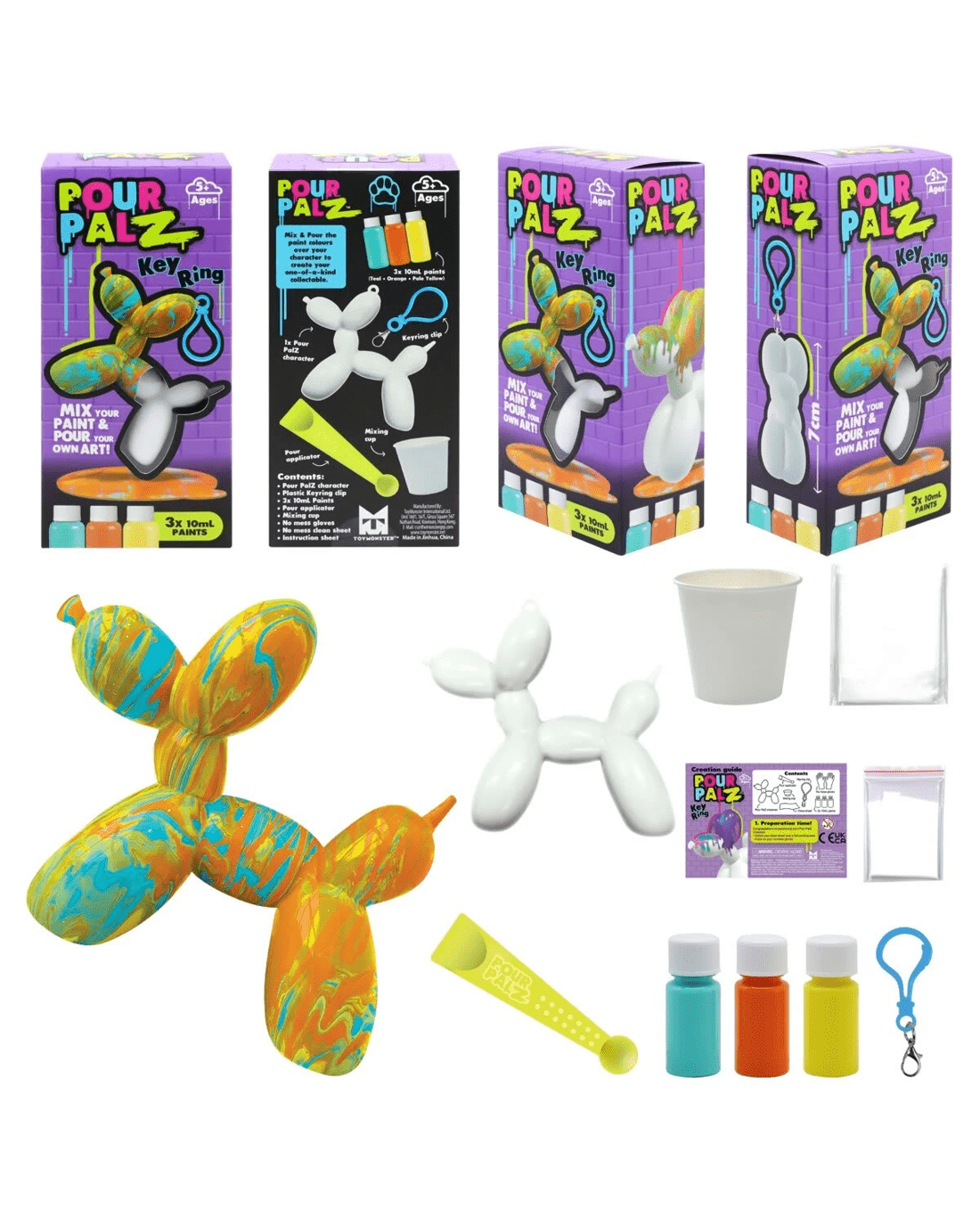 4 Pour Palz Mini Balloon Dog Keyring - Assorted, 4 of 7