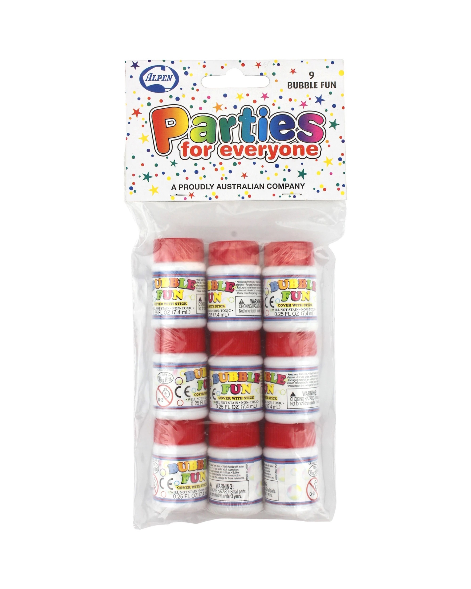3 Alpen Bubble Fun Bottles Pack of 9 - Red, 3 of 3